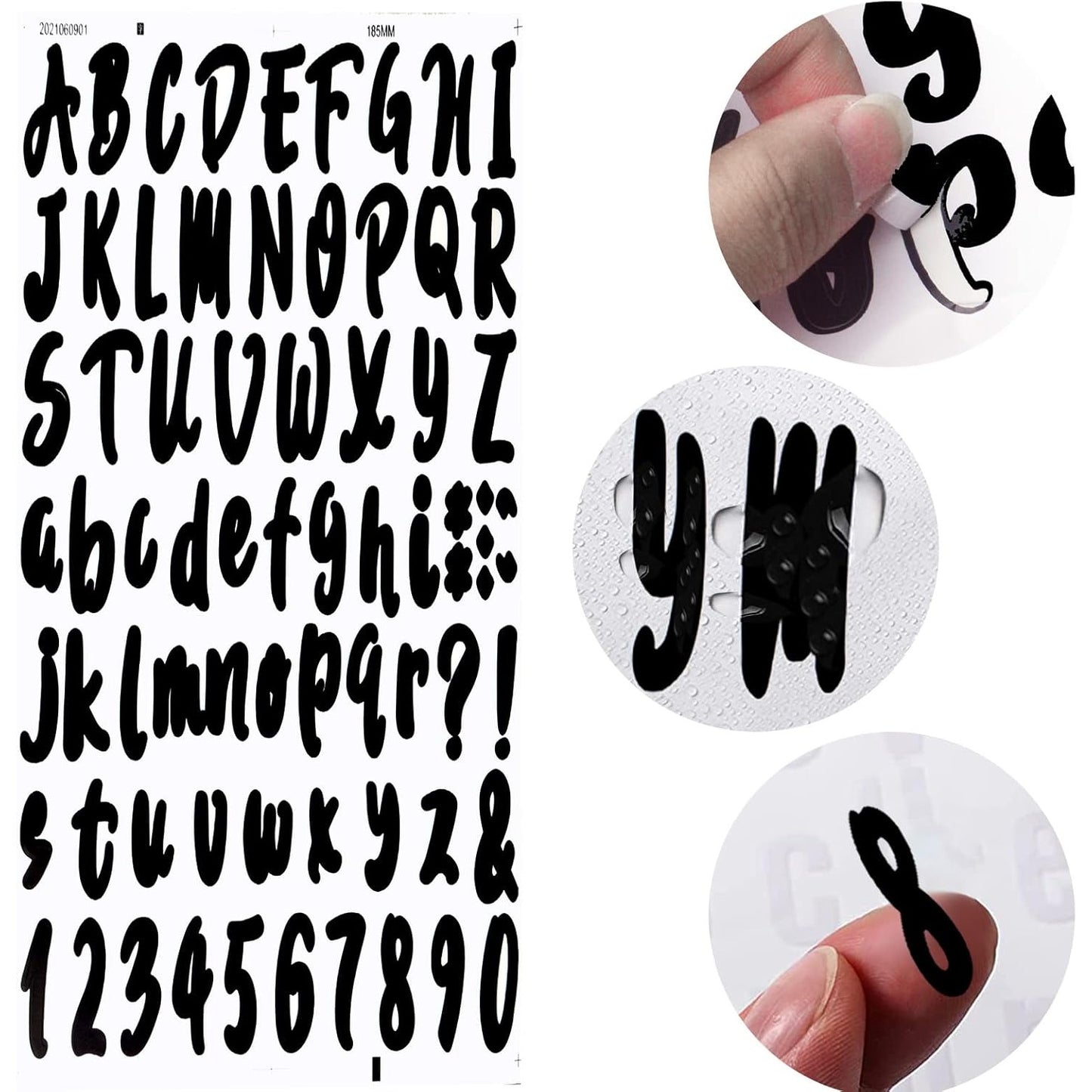 6 Sheets Self-Adhesive Vinyl Letters Numbers Kit, Alphabet letter Stickers Mailbox Numbers Sticker Decals for Sign, Notebook, Door, Containers, Business, Address Number, Jar Labels (White, Black)