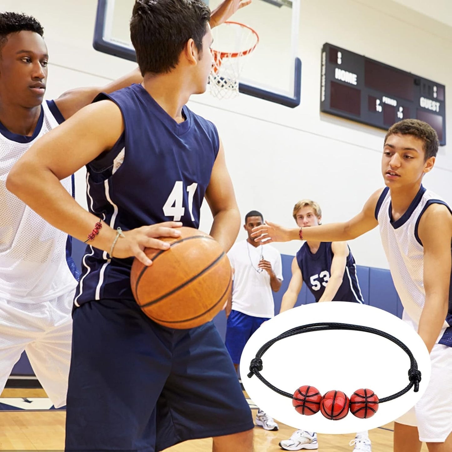 12pcs Adjustable Sport Theme Ball Charm Bracelets Soccer Basketball Baseball Volleyball Tennis Rugby Bracelet Wristbands Friendship for Teens Students Sport Team Players, 6 Styles