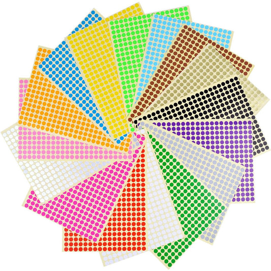 16 Sheets Dia 1/4inch Self Adhesive Round Dot Stickers Coding Label Circle Stickers 6528 Dots in Pack 16 Colors