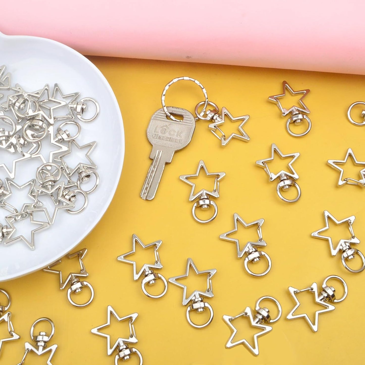 40 Pieces Star Shape Swivel Lobster Claw Clasps Silver Zinc Alloy Snap Hook Keychains Clips DIY Keyrings Accessories for Backpacks Bags Jewelry Making Craft Supplies