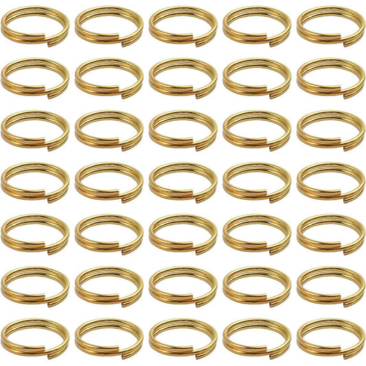 BronaGrand 200 Pieces Small Gold Key Chain Rings Split Ring Key Chains for Keys Organization,10mm Diameter