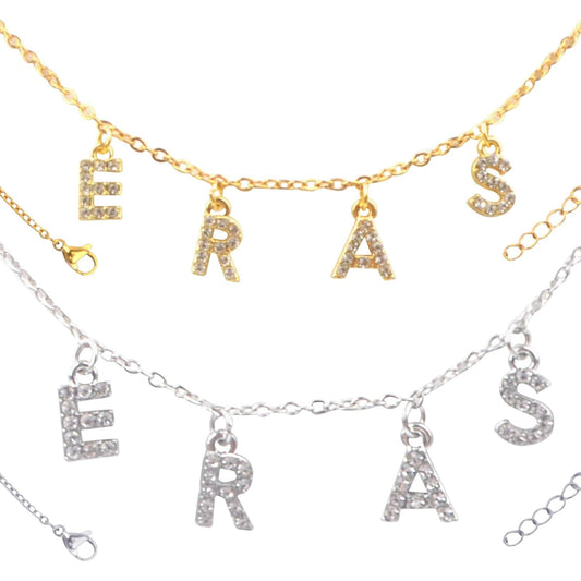 2 Sets ERAS Alphabet Necklaces Album Gift Song Inspired Necklace Charms Initial Letter Choker Pendant Necklace Concert Outfit Jewelry for Women Teens Fans Music Lovers Gifts