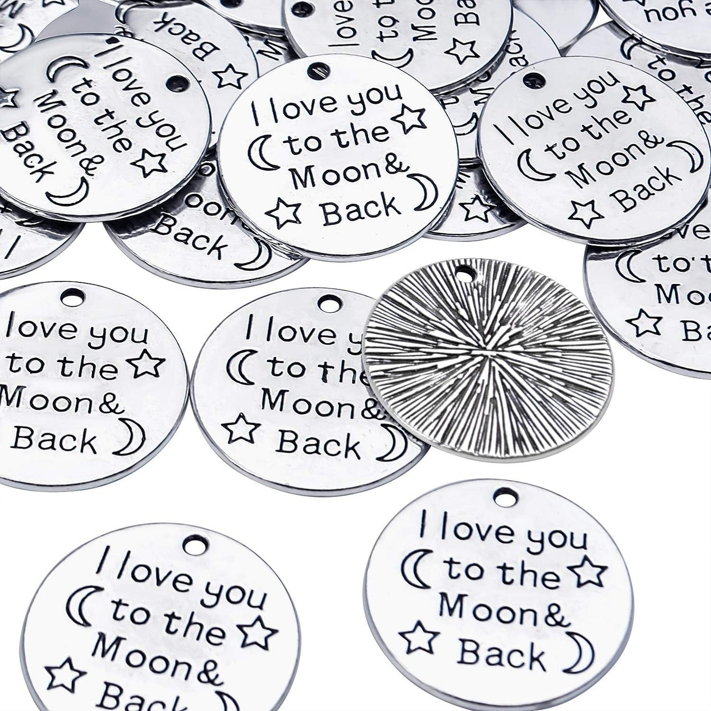 Inspiration Words Charms, 30 Pieces Lettering Saying Charms Messages Pendants Beads Jewelry Making Findings for DIY Necklace Bracelet - 24.5mm