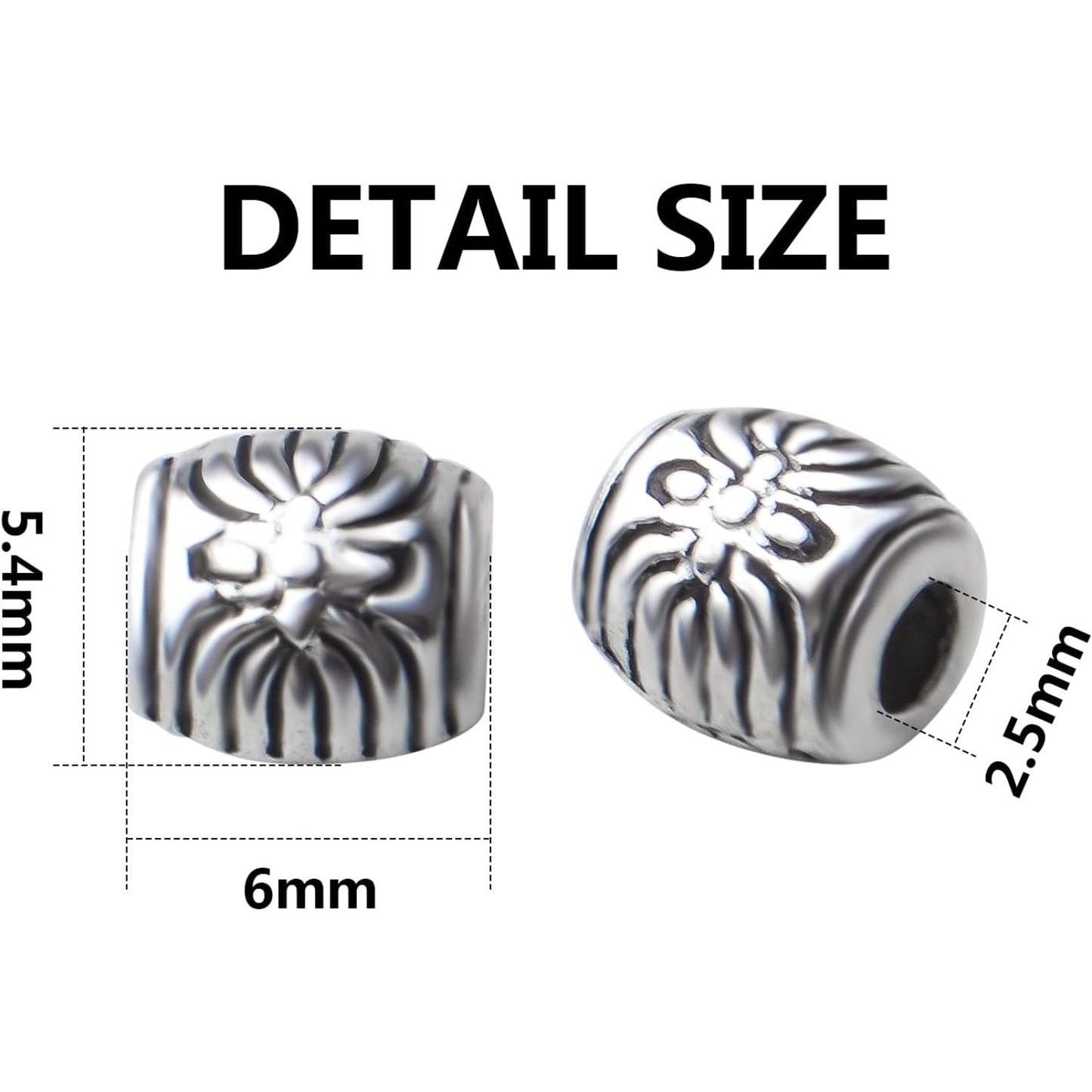 100pcs Antique Silver Barrel Spacer Beads Alloy Tibetan Spacers Drum Beads Loose Beads Charm Beads Crafts Supplies for Jewelry DIY Bracelet Necklace Making