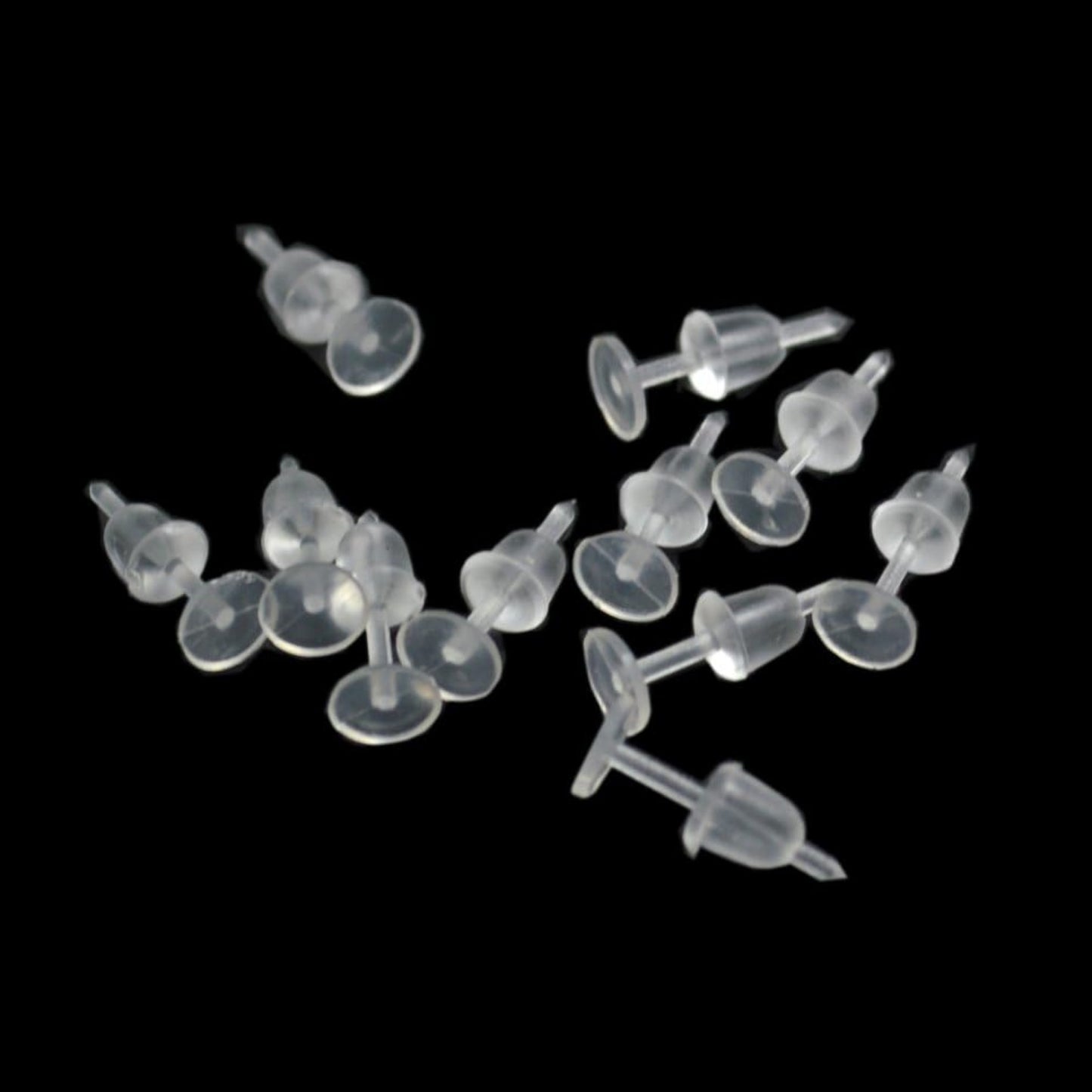 500 Pairs Plastic Earring Posts and Backs, 5mm Clear Earrings Pins Rubber Earring Safety Backs Earnuts
