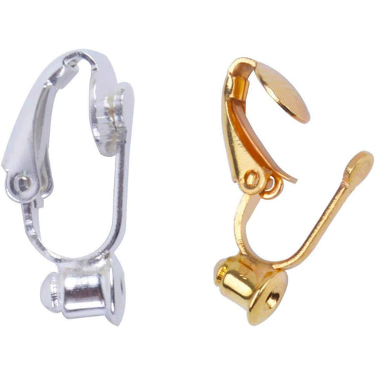 20 Pieces Earring Clip Backs Clip-on Earring Converter Components Findings with Post for None Pierced Ears, Silver and Gold