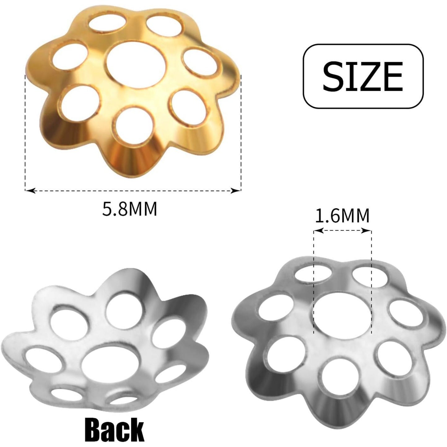 1000pcs 6mm Flower Bead Caps Metal Filigree Spacers Bali Style Jewelry Findings Accessories for Bracelet Necklace Jewelry Making