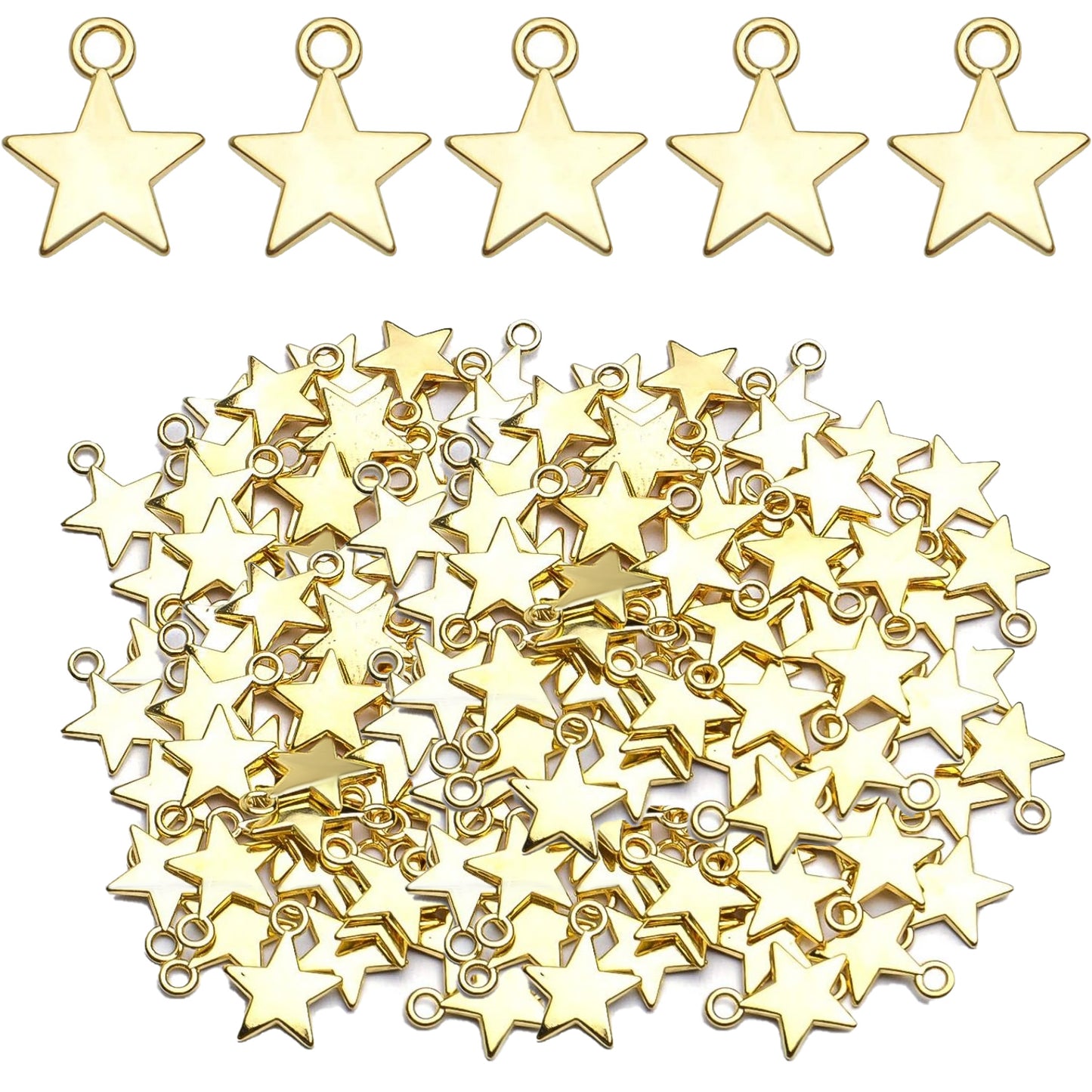 Star Pendant Charms, 100pcs 13x10mm Star Shape, Antique Golden & Silver Plated, Pentagram Charms for DIY Bracelet, Necklace, Earring Jewelry Making
