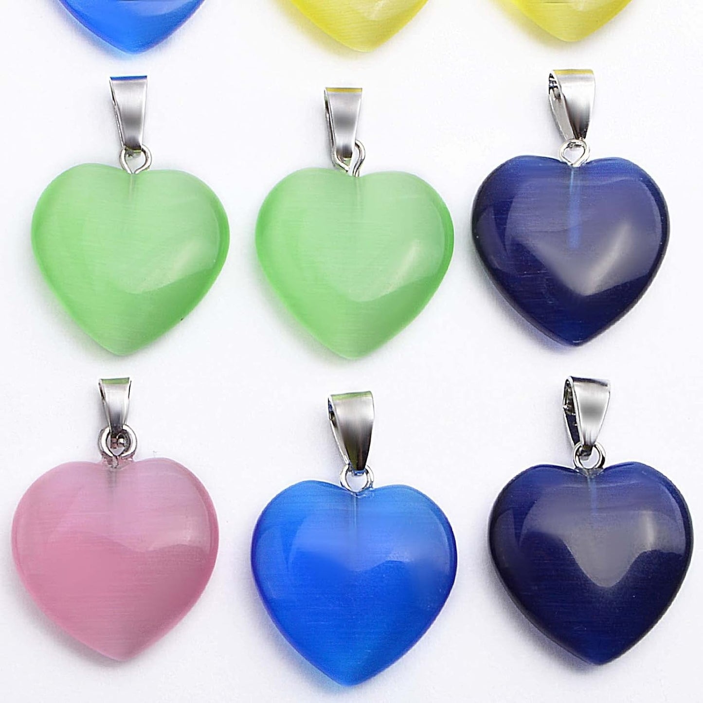 10pcs 5 Colors Heart Shaped Natural Stone Charms Healing Chakra Beads Crystal Quartz Gemstone Dangle Pendants Crafts Supplies for DIY Jewelry Making Valentine's Day Gifts