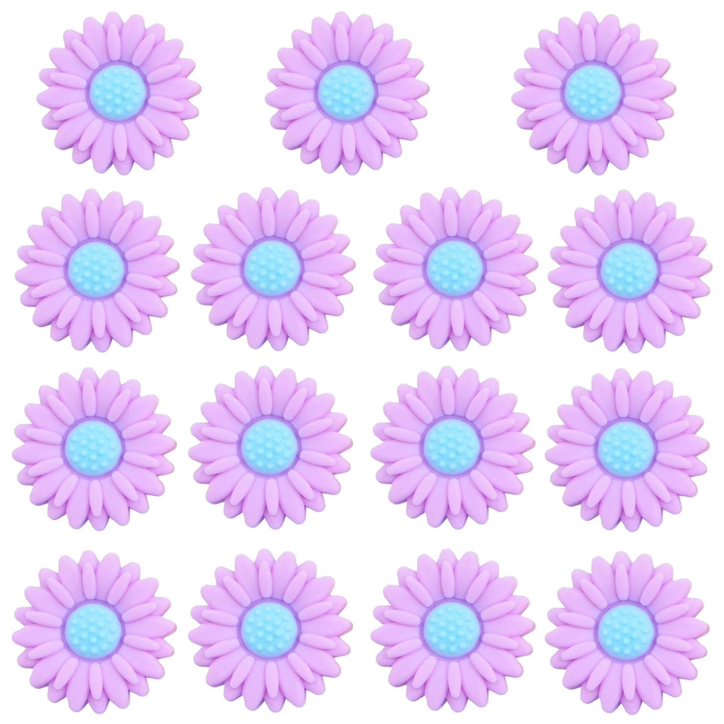 15pcs Daisy Flower Silicone Beads Colorful Soft Silicone Sunflower Spacer Beads Flower Shape Loose Beads Craft Accessories for DIY Necklace Bracelet Keychains Jewelry Making