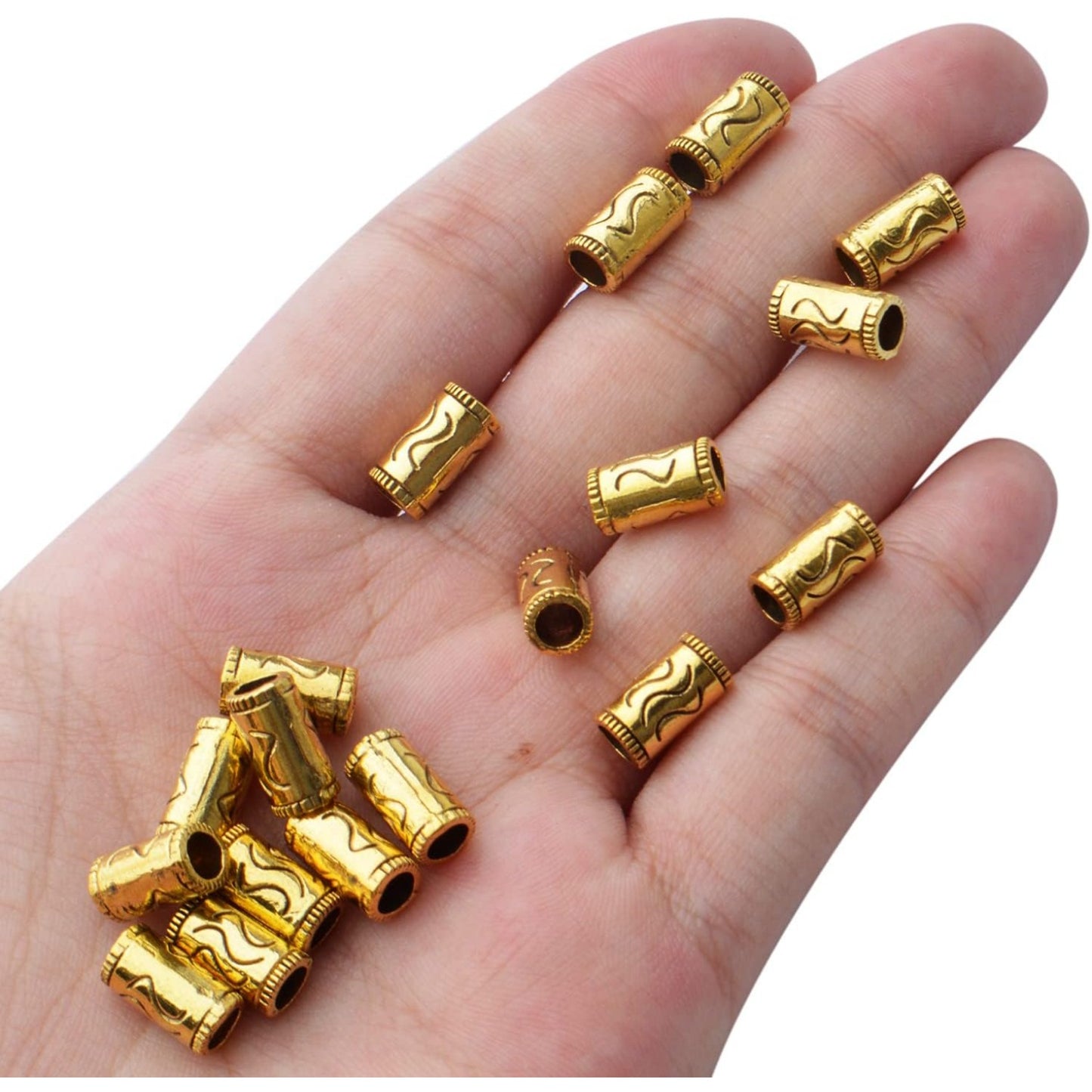 100pcs Antique Gold Column Spacer Beads Alloy Tibetan Spacers Tube Bead Spacers Loose Beads Charm Beads for DIY Bracelet Necklace Jewelry Crafts Making Finding,Hole: 3.6mm