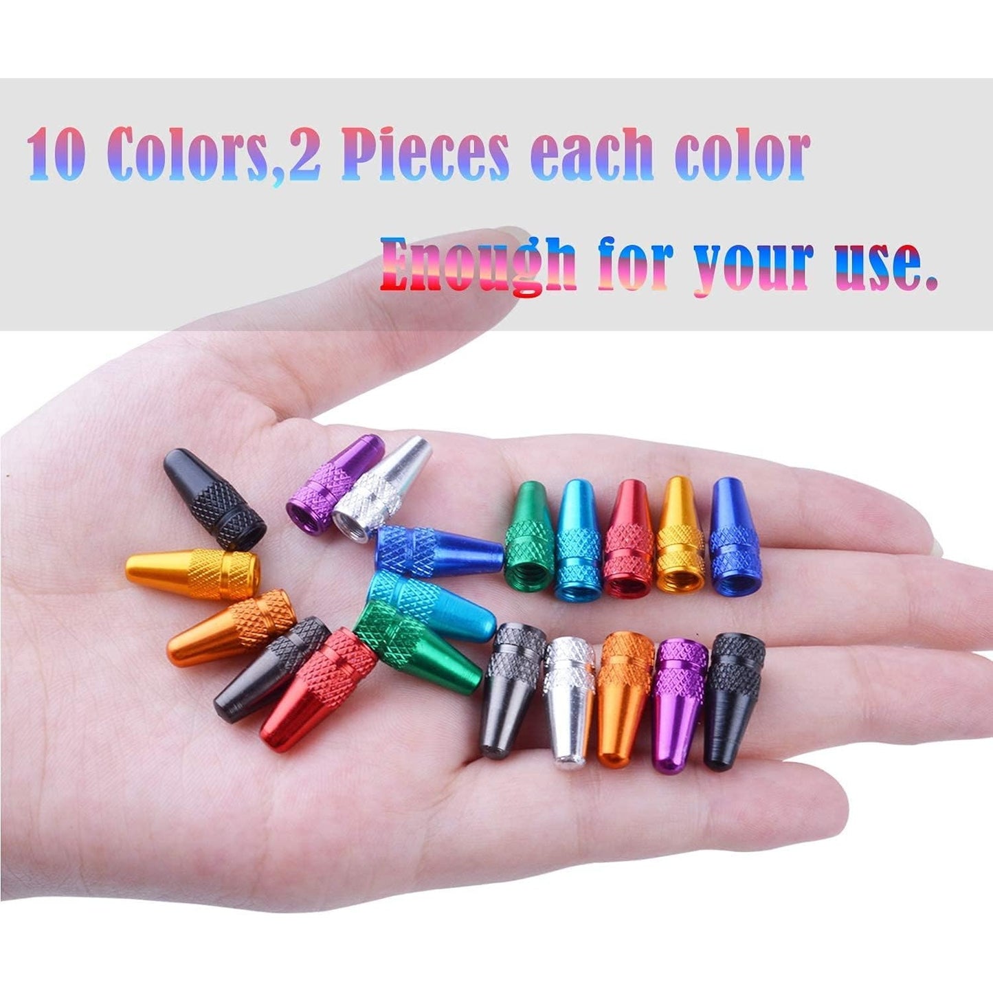 BronaGrand 40pcs Multi-Color Anodized Machined Aluminum Alloy Bicycle Bike Tire Valve Caps Dust Covers French Style Presta Valve Cap