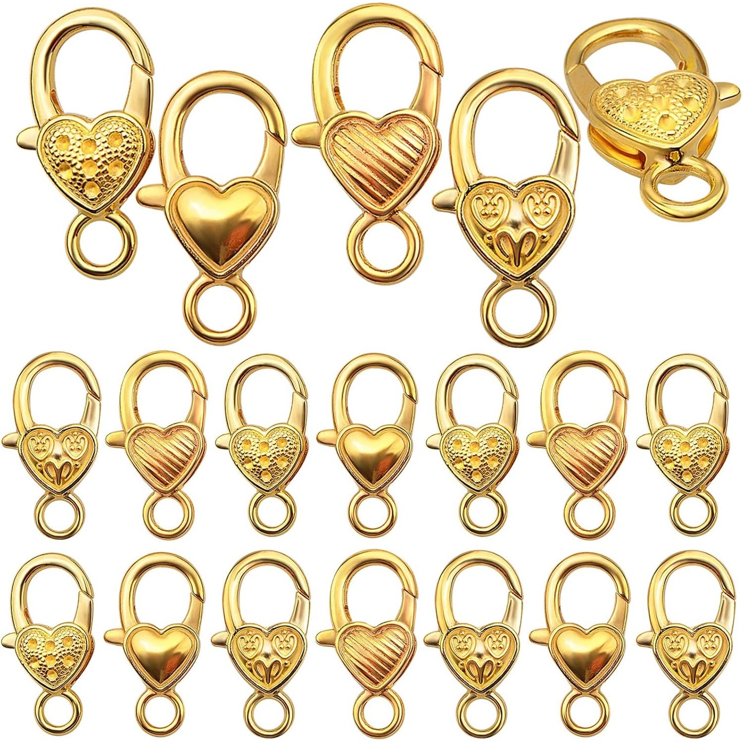Lobster Claw Clasp,40pcs 26x14mm Heart Lobster Claw Clasps Tibetan Jewellery Lobster Clasps Craft DIY Accessories for Jewelry Necklaces Bracelet,4 Styles