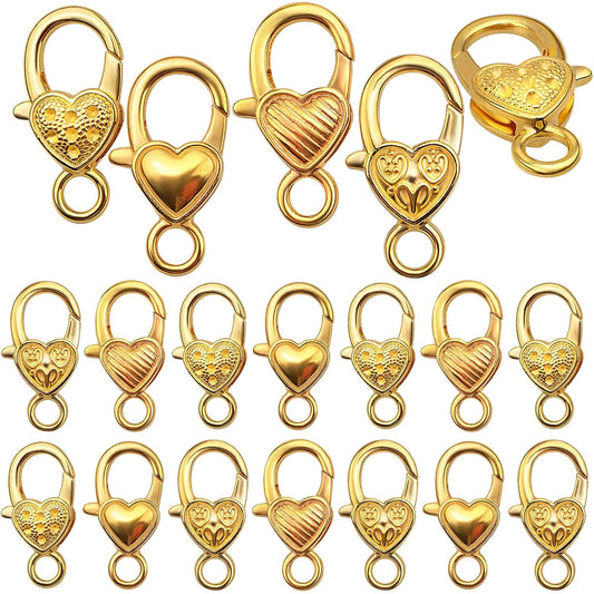 Lobster Claw Clasp,40pcs 26x14mm Heart Lobster Claw Clasps Tibetan Jewellery Lobster Clasps Craft DIY Accessories for Jewelry Necklaces Bracelet,4 Styles