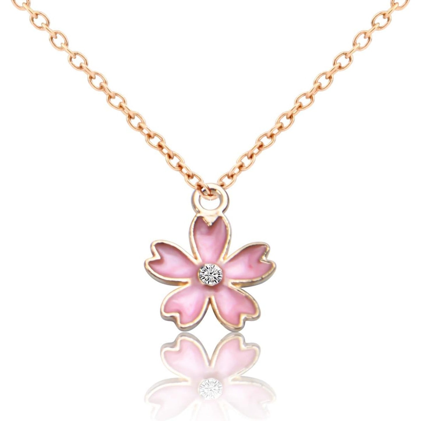 50pcs Cherry Blossom Pendant Enamel Flower Charms Jewelry Making Accessories for DIY Necklace Bracelet,14 * 17mm,5 Colors