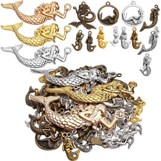 100g Mixed Mermaid Charms Alloy Charms Tibetan Pendant for DIY Bracelet Necklace Jewelry Making Findings Craft Supplies