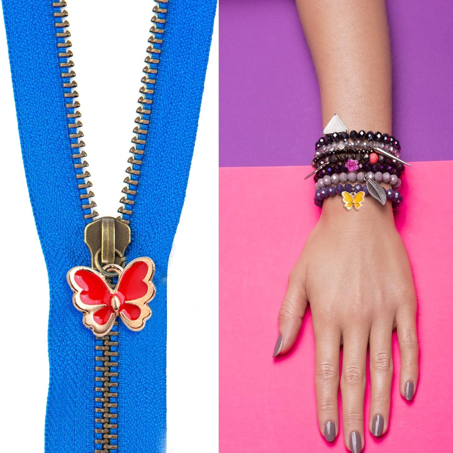 40pcs 10 Colors Enamel Butterfly Charm Pendants and 40pcs Golden Plated Earring Hooks with 80pcs Open Jump Rings, A Plastic Box for DIY Jewelry Making Handmade Supplies