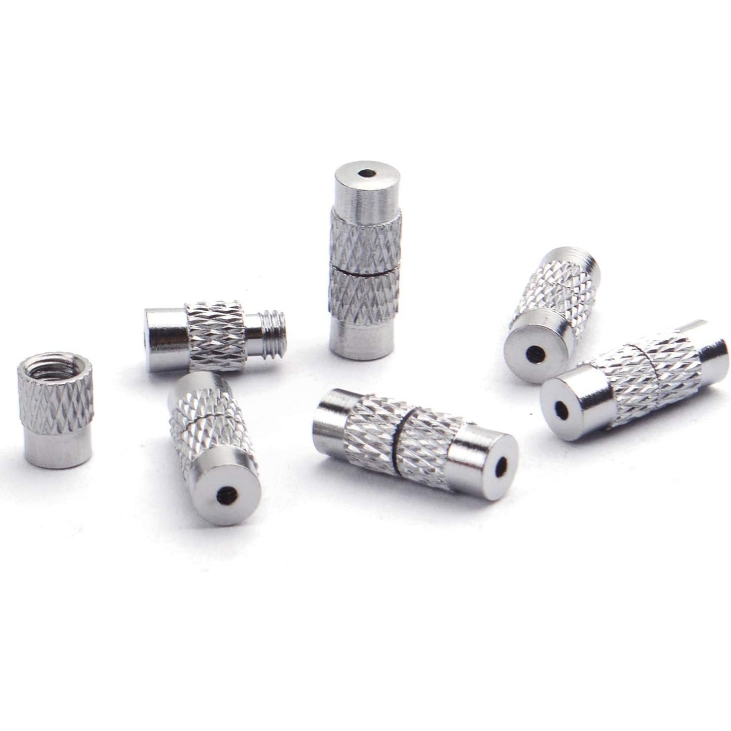 50pcs Brass Screw Clasps Barrel Clasps Cord End Caps Jewelry End Tips for Bracelet Necklace Making,Silver