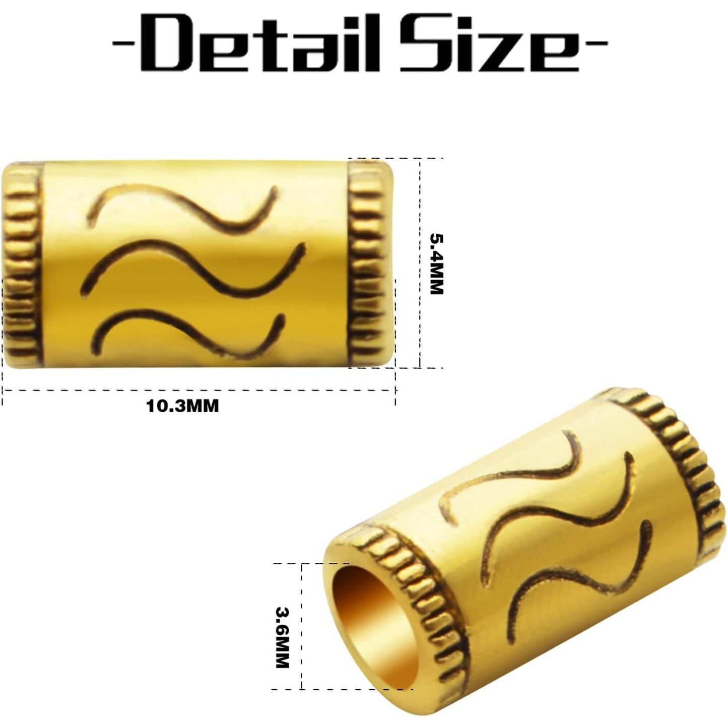 100pcs Antique Gold Column Spacer Beads Alloy Tibetan Spacers Tube Bead Spacers Loose Beads Charm Beads for DIY Bracelet Necklace Jewelry Crafts Making Finding,Hole: 3.6mm
