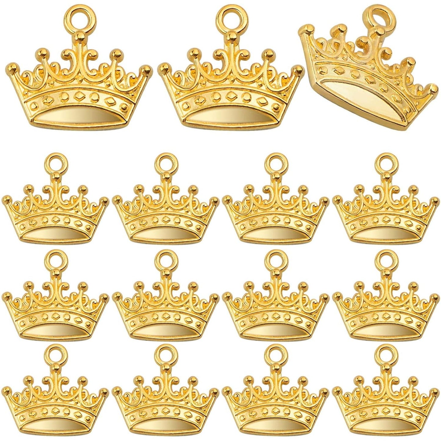 60pcs Golden Plated Tiara Crown Charms Alloy Mini Cute Crown Princess Dangle Pendants Craft Supplies for DIY Bracelet Necklace Jewelry Making Prom Brithday Party