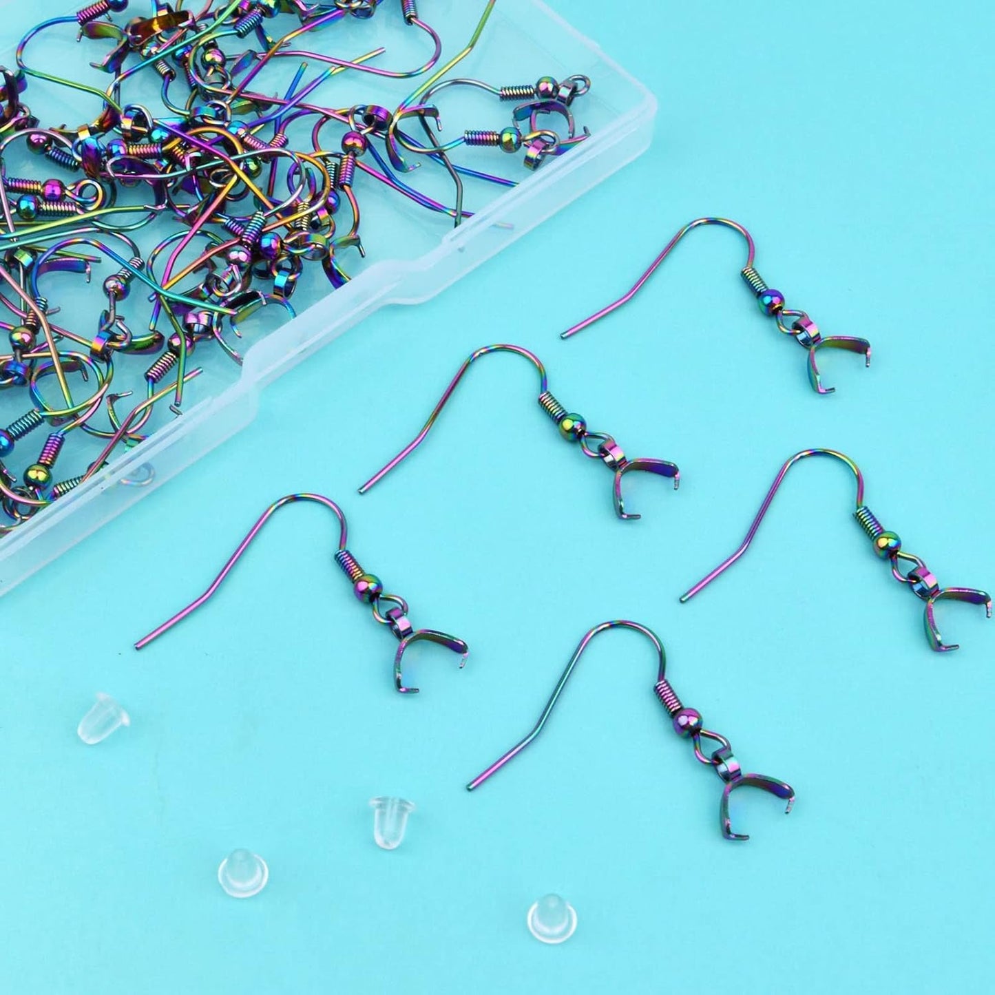 50pcs Hypoallergenic Earring Hooks - Stainless Steel Wire Ear Ball Hooks with Pendant Clasp for Jewelry Making Supplies