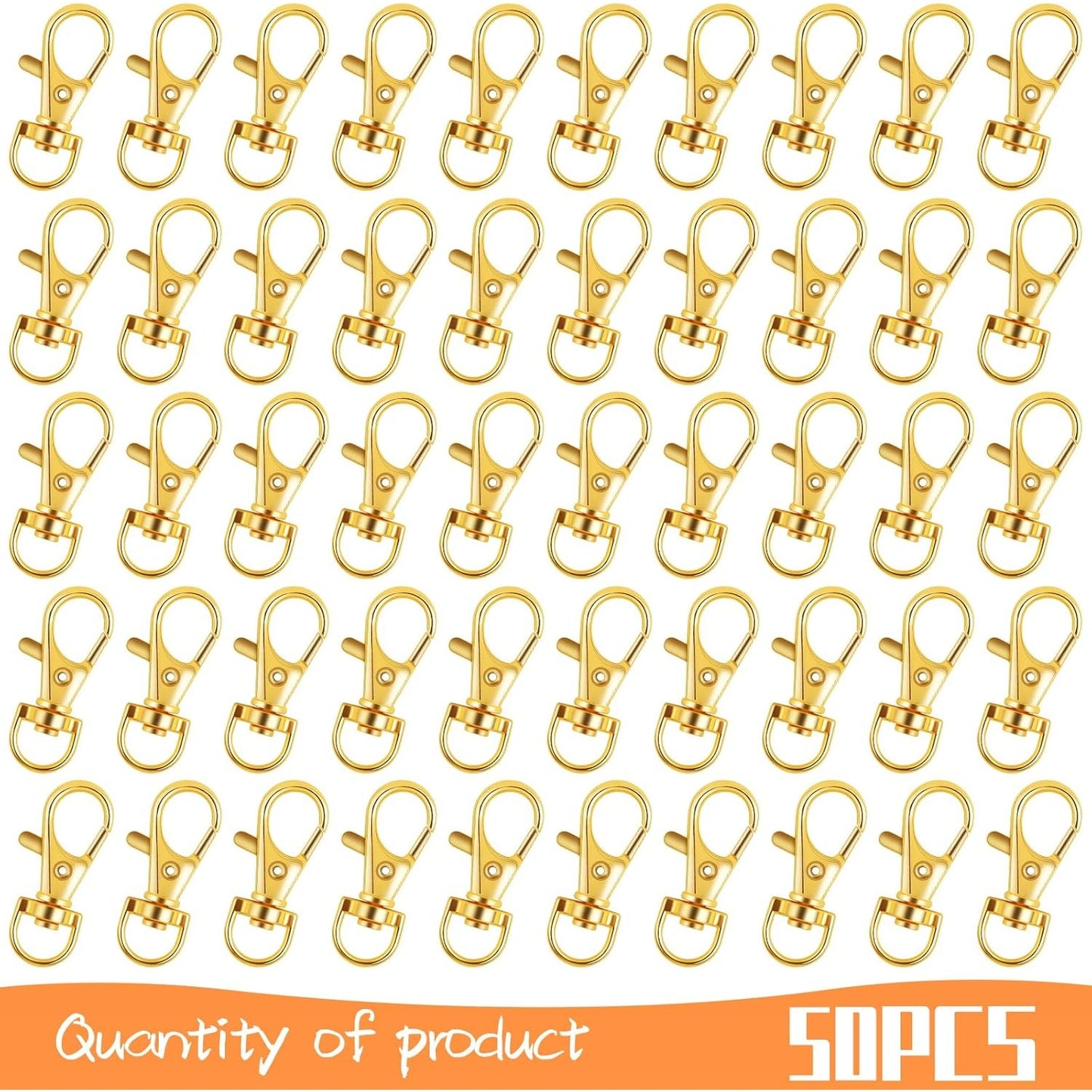 50pcs Swivel Clasp Lanyard Snap Hooks Golden Keychain Clip Hook Lobster Claw Clasps Lanyards Trigger Snap Hooks for DIY Keyring Handbag Purse Backpack Sewing Craft Projects