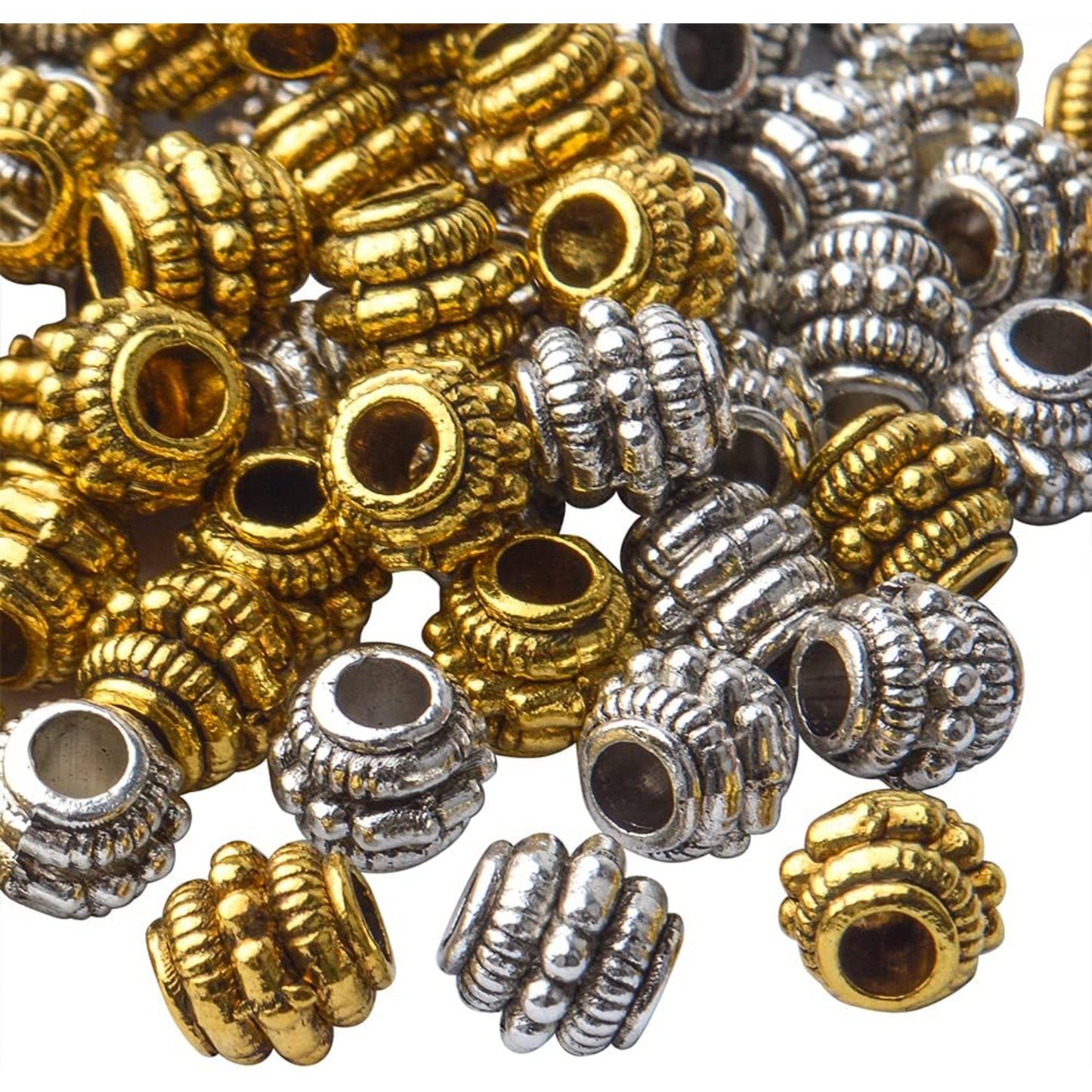 100pcs Barrel Spacer Beads Tibetan Alloy Column Spacers Loose Beads Spacer Charms Beads for Jewelry DIY Bracelet Necklace Making Accessory