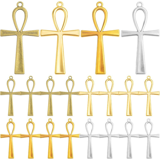 20pcs Alloy Cross Crucifix Charms Tibetan Cross Shape Pendants Cross Center Charms Hanging Ornaments for DIY Bracelet Necklace Jewelry Making Handmade Decor, 4 Colors