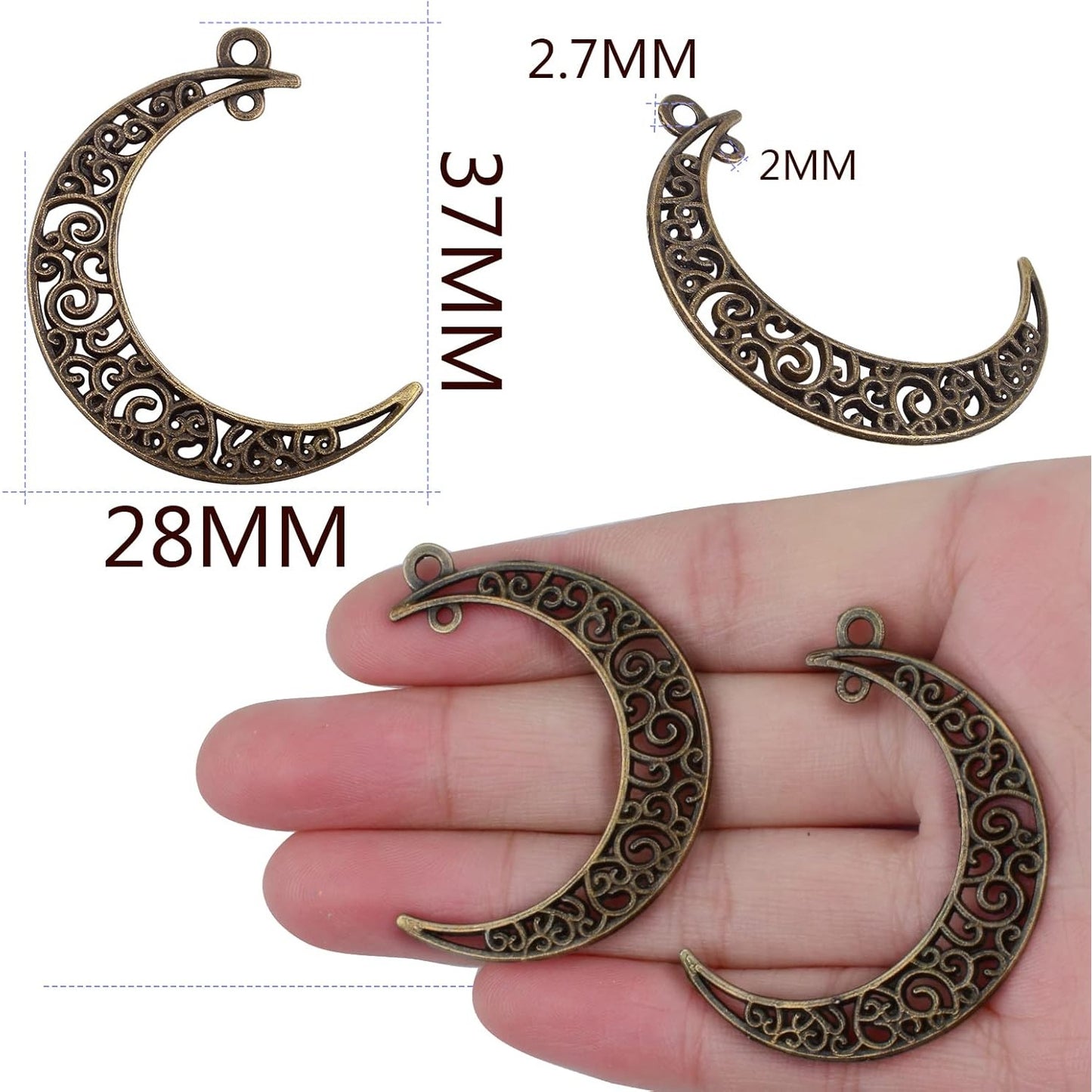 40pcs Hollow Moon Charms Crescent Moon Pendants Celestial Charms Crafts Supplies for DIY Bracelet Necklace Jewelry Making Accessory