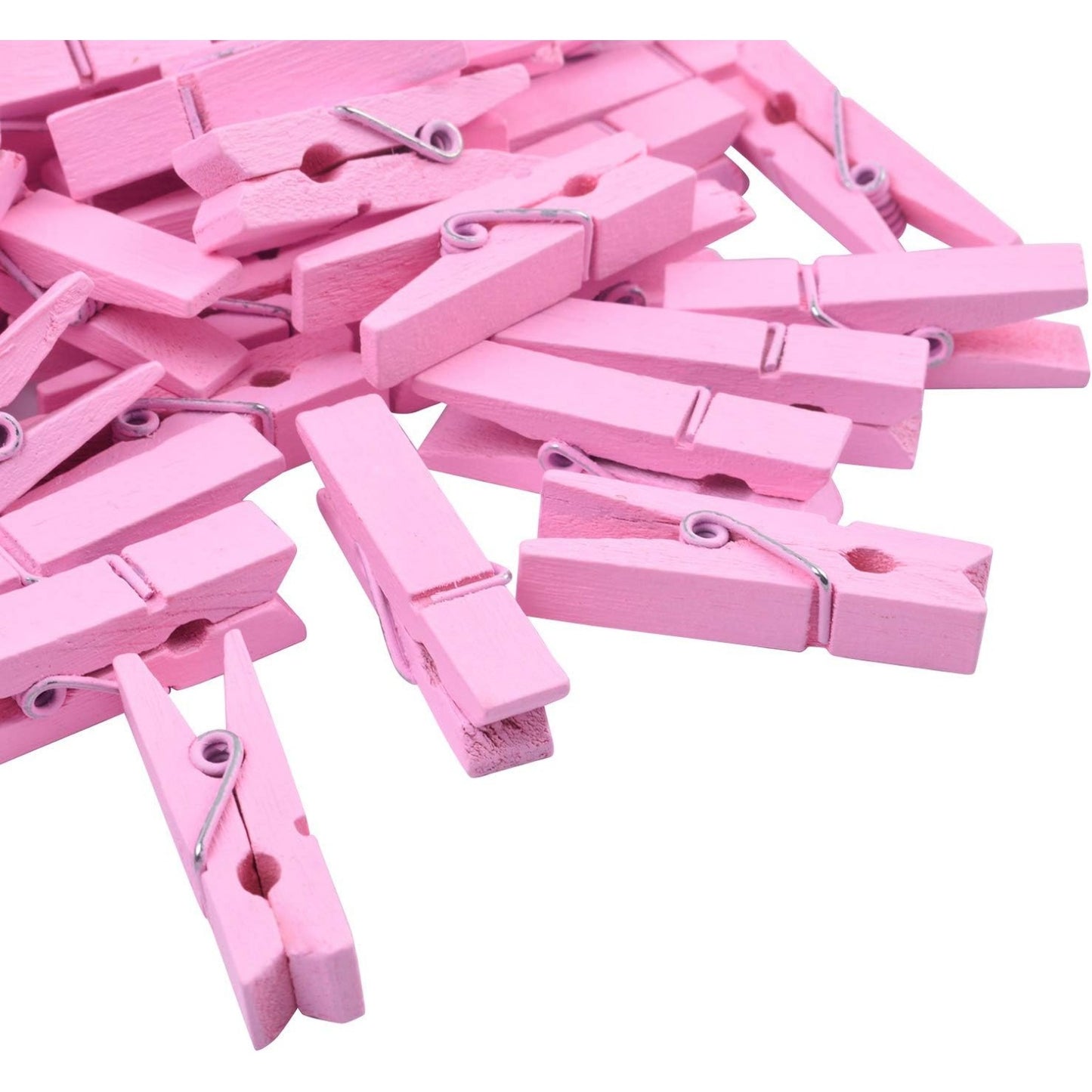 100pcs Mini Pink Wooden Utility Paper Clip, Clothespins Clip, Clothes Line Clips,Photo Clips