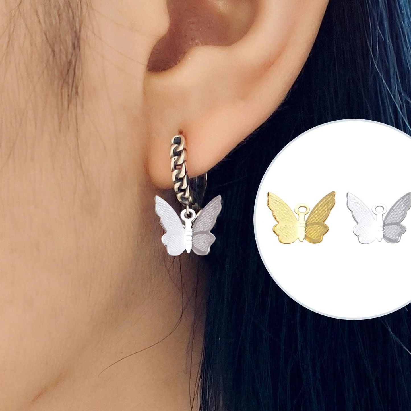 Butterfly Pendant Charms, 200 Pcs Mini Butterfly Charms Brass Butterfly Insect Pendant Craft Supplies Jewelry Findings Accessory for DIY Necklace Bracelet, Golden and Silver, 12.7x11mm