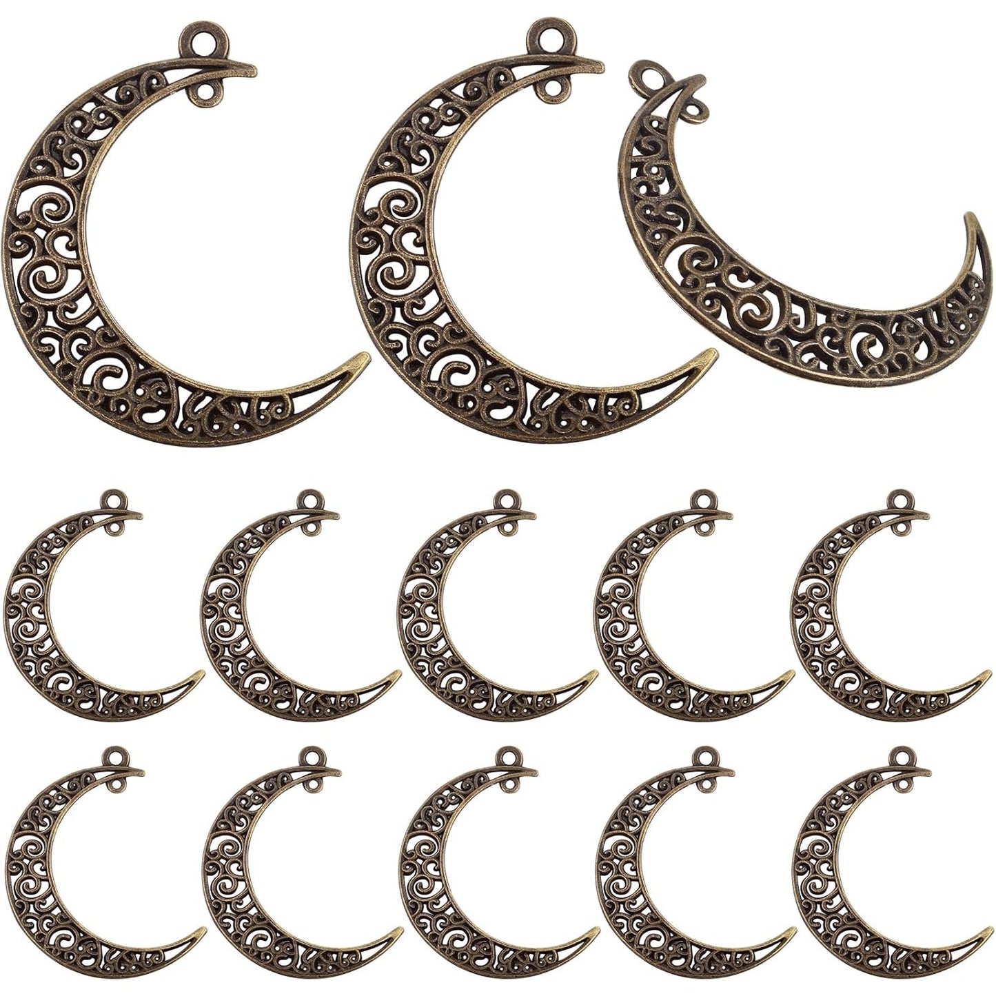 40pcs Hollow Moon Charms Crescent Moon Pendants Celestial Charms Crafts Supplies for DIY Bracelet Necklace Jewelry Making Accessory