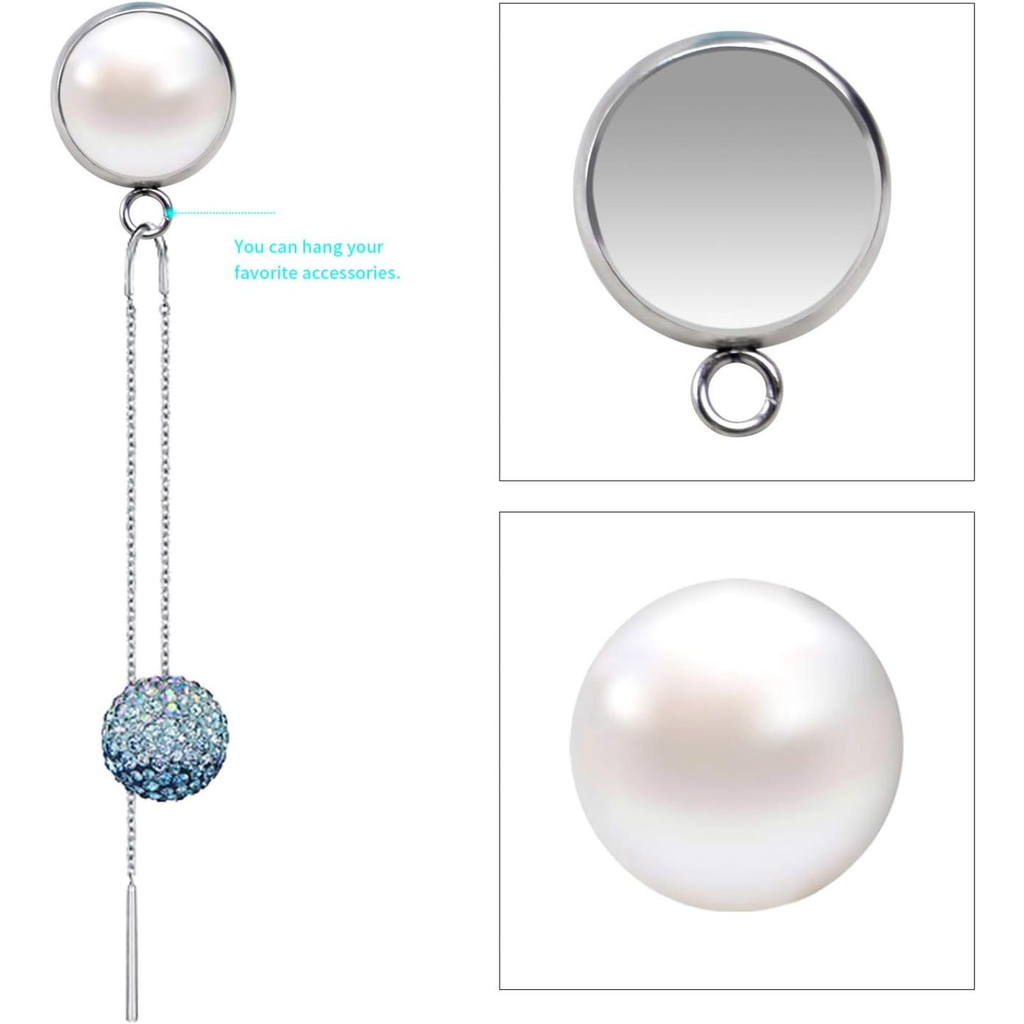 40 Pieces Stainless Steel Cabochon Blank Earring Studs Earring Tray and 40 Pieces Silicone Clear Earring Back for Earring Making,6mm,8mm,10mm,12mm