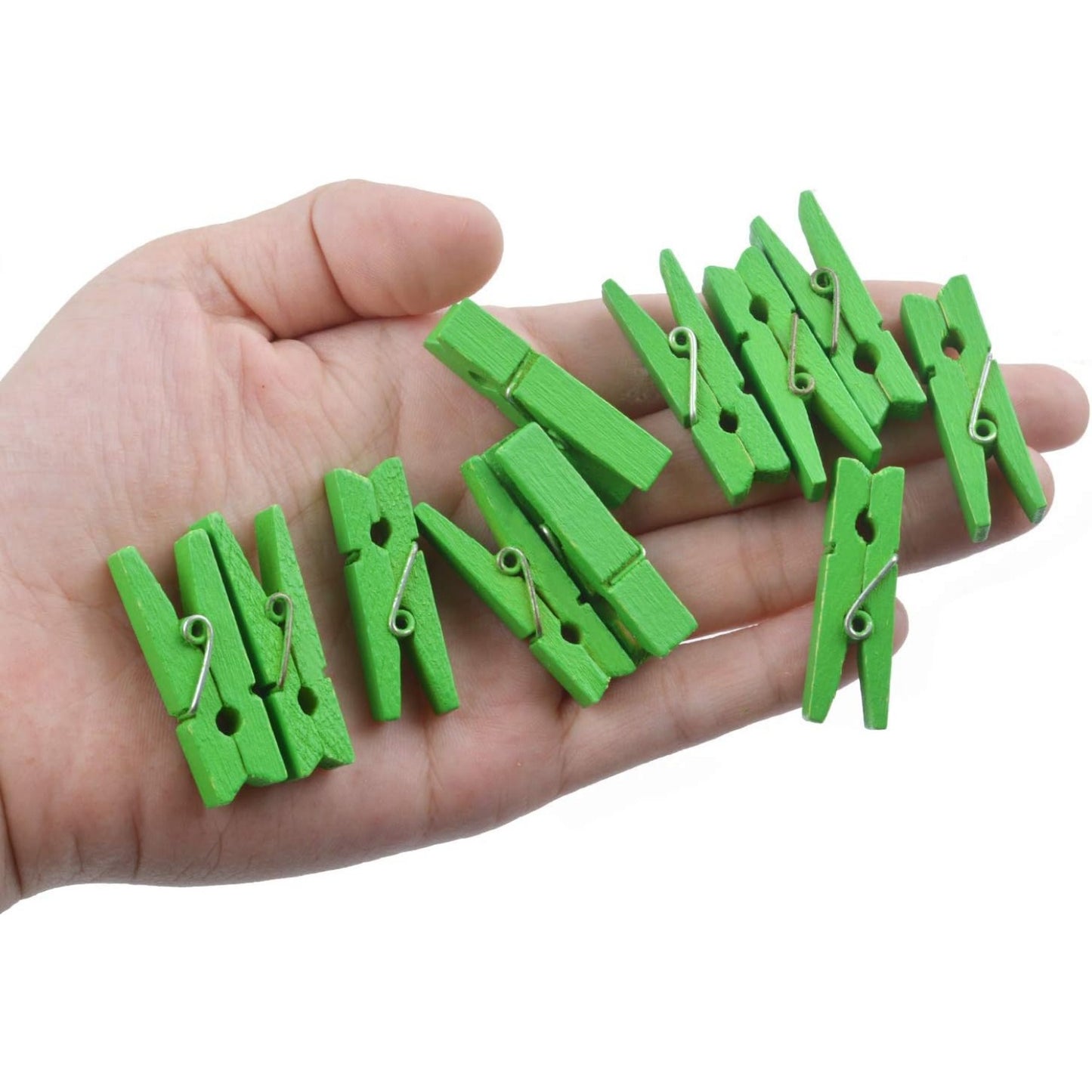 BronaGrand 100pcs Mini Green Wooden Utility Paper Clips and Clothespins