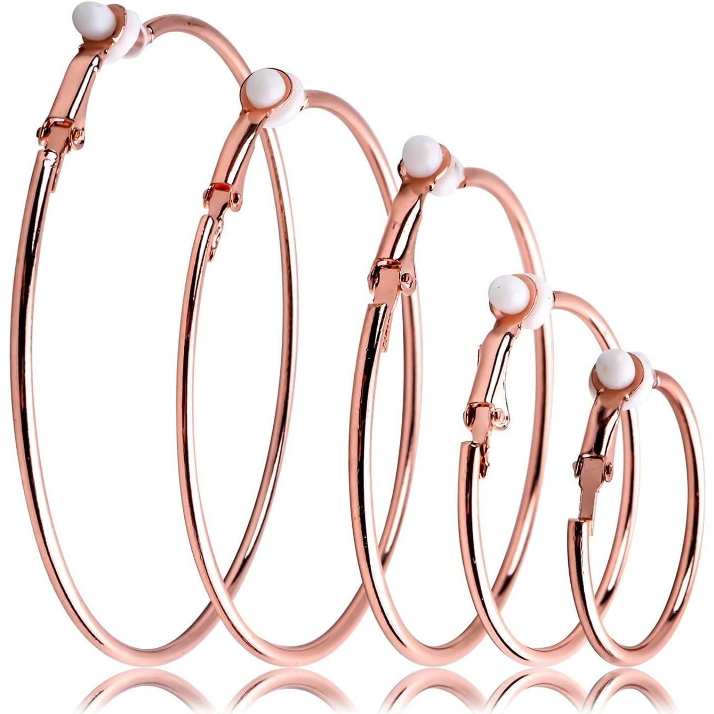 5 Pairs Gold Clip on Earrings Hoop Non Piercing Women Clip Earrings for Women, 5 Sizes