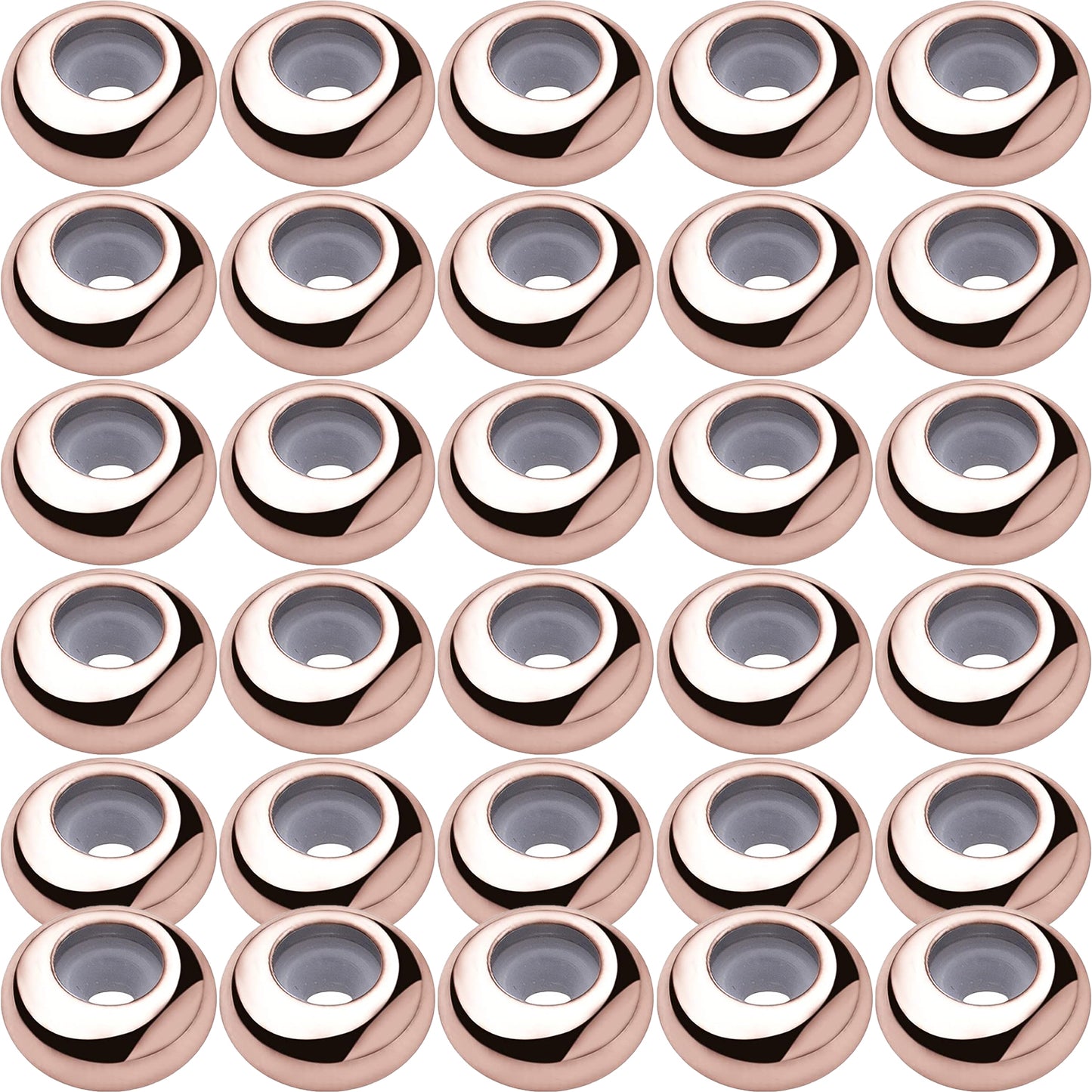 30pcs 8mm Insert Rubber Stopper Beads Brass Adjustable Slider Clasps Round Beads Positioning Spacer Beads Jewelry Making Accessories for DIY Bracelet Necklace Crafts, 3 Colors