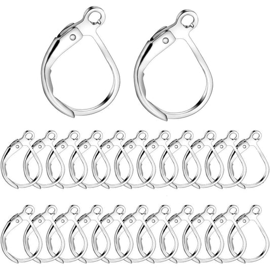 100PCS Silver Plated French Earring Hook Ear Wire Lever Back Open Loop DIY Jewelry Findings