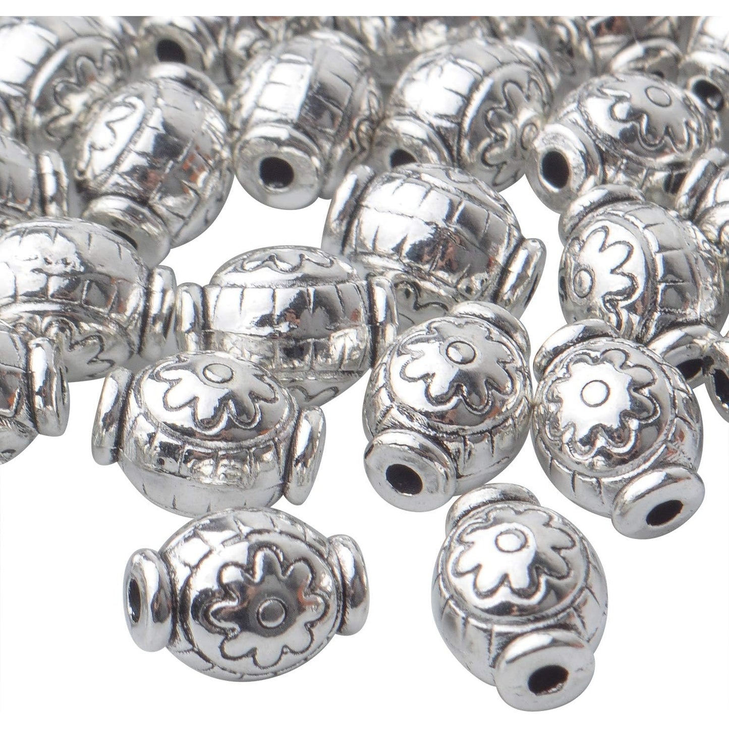 50pcs Spacer Bead Tibetan Spacers Oval Spacer Beads Loose Beads Spacers Jewelry Spacer Charms with A Box for Bracelet Necklace Crafts Jewelry Making Supplies