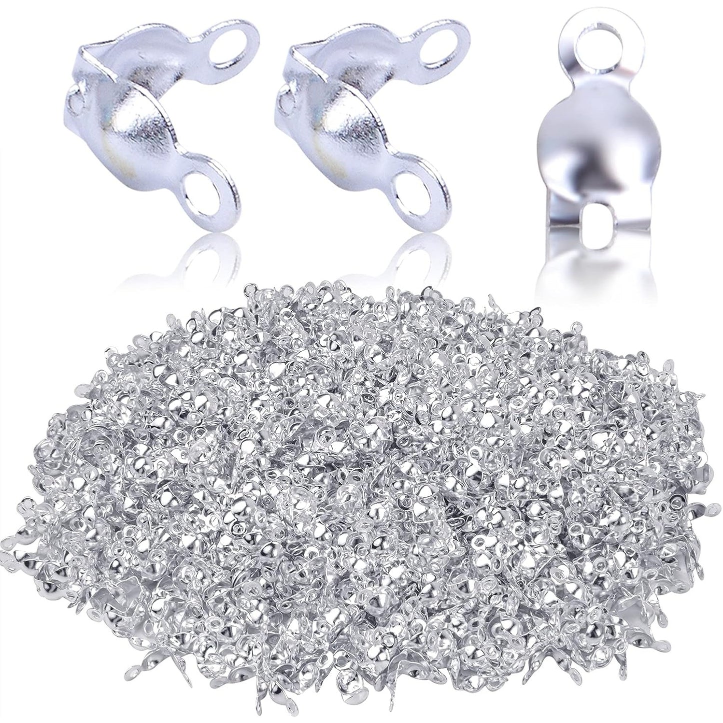 1000pcs Silver Metal Open Bead Tips Knot Covers Terminators Clamp End Cord Ends for DIY Jewelry Making Accessory