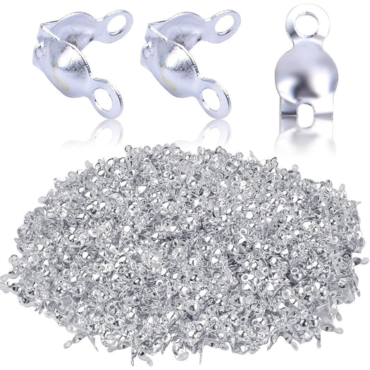 1000pcs Silver Metal Open Bead Tips Knot Covers Terminators Clamp End Cord Ends for DIY Jewelry Making Accessory