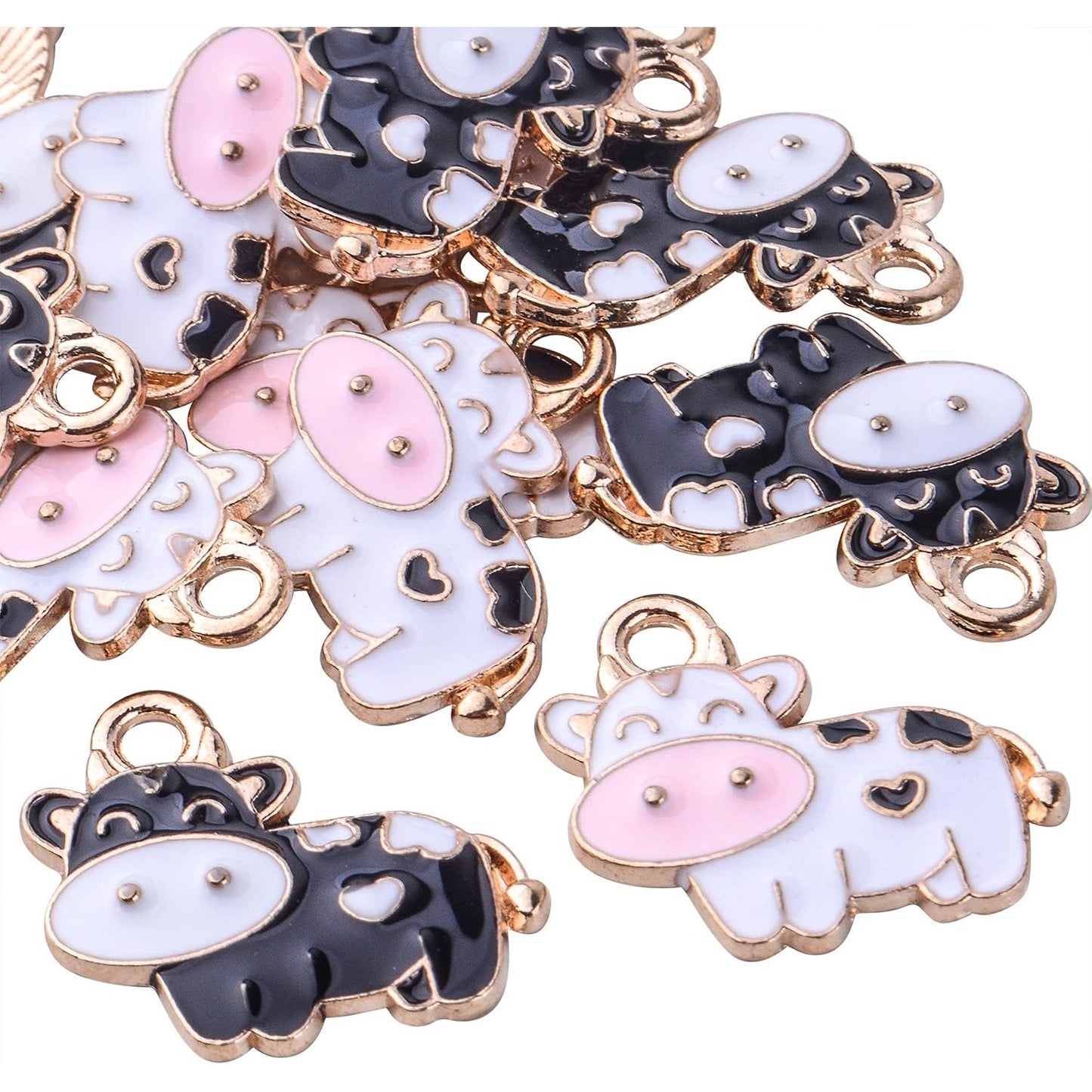 20pcs Enamel Cow Charms Animal Charm Necklace Charms Craft Supplies for DIY Earrings Necklaces Bracelet Jewelry Making Accessory