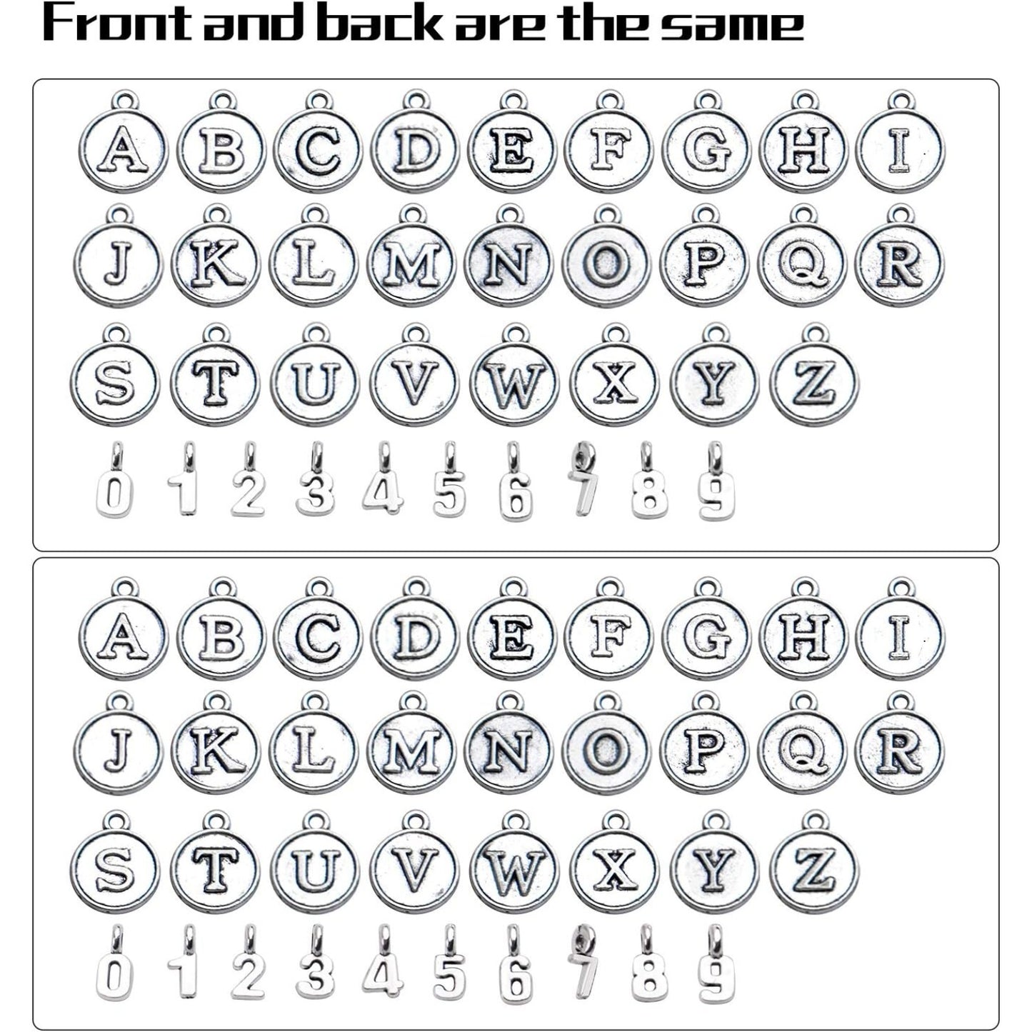 3 Sets (78pcs) Round Letter Charms 26 Alphabet A-Z Pendants and 5 Sets (50pcs) 0-9 Number Charms for Jewelry Making Crafts DIY