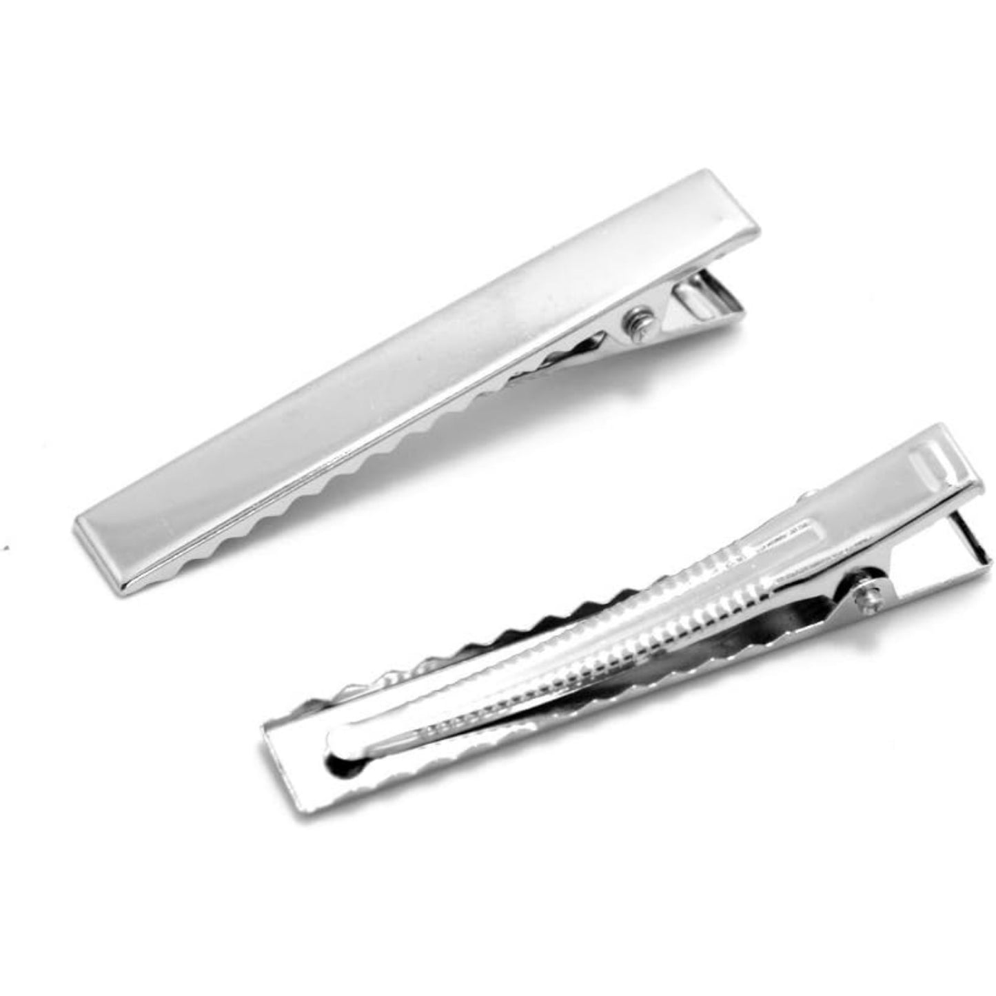 100 PCS Silver Alligator Hair Clip Flat Top with Teeth for Arts & Crafts Projects, Dry Hanging Clothing, Office Paper Document Organization,Hair Care(2.4 Inch)