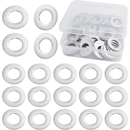 50pcs 20 mm Flat Round Spacer Beads Disc Loose Beads Zinc Nickel Ring Slider Beads Carbon Steel Spacers with a Plastic Box for DIY Bracelet Necklace Jewelry Making Supplies