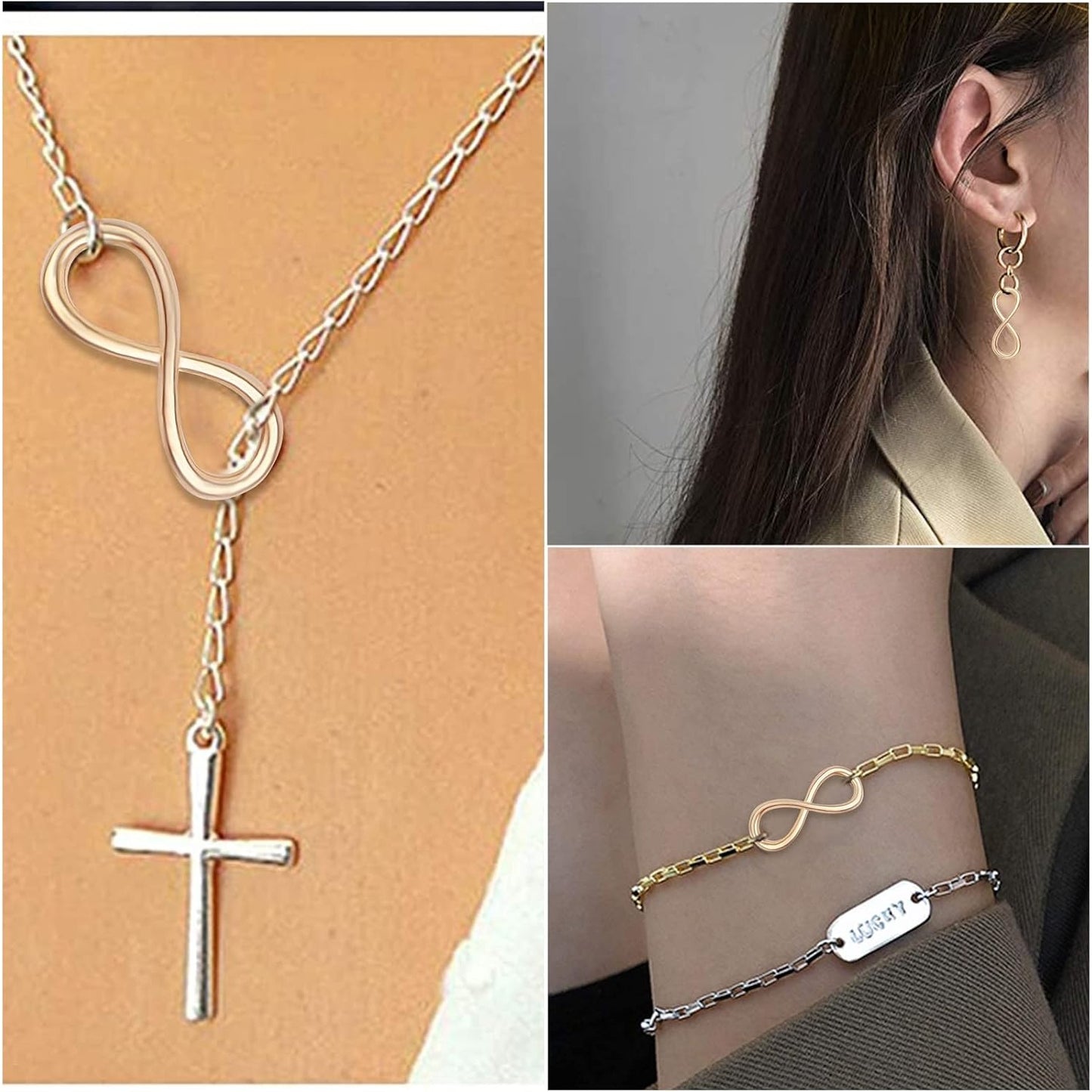 50pcs Infinity Charm Alloy Infinity Symbol Connectors Jewelry Pendants Accessories for DIY Necklace Bracelet Crafts Decoration, Golden