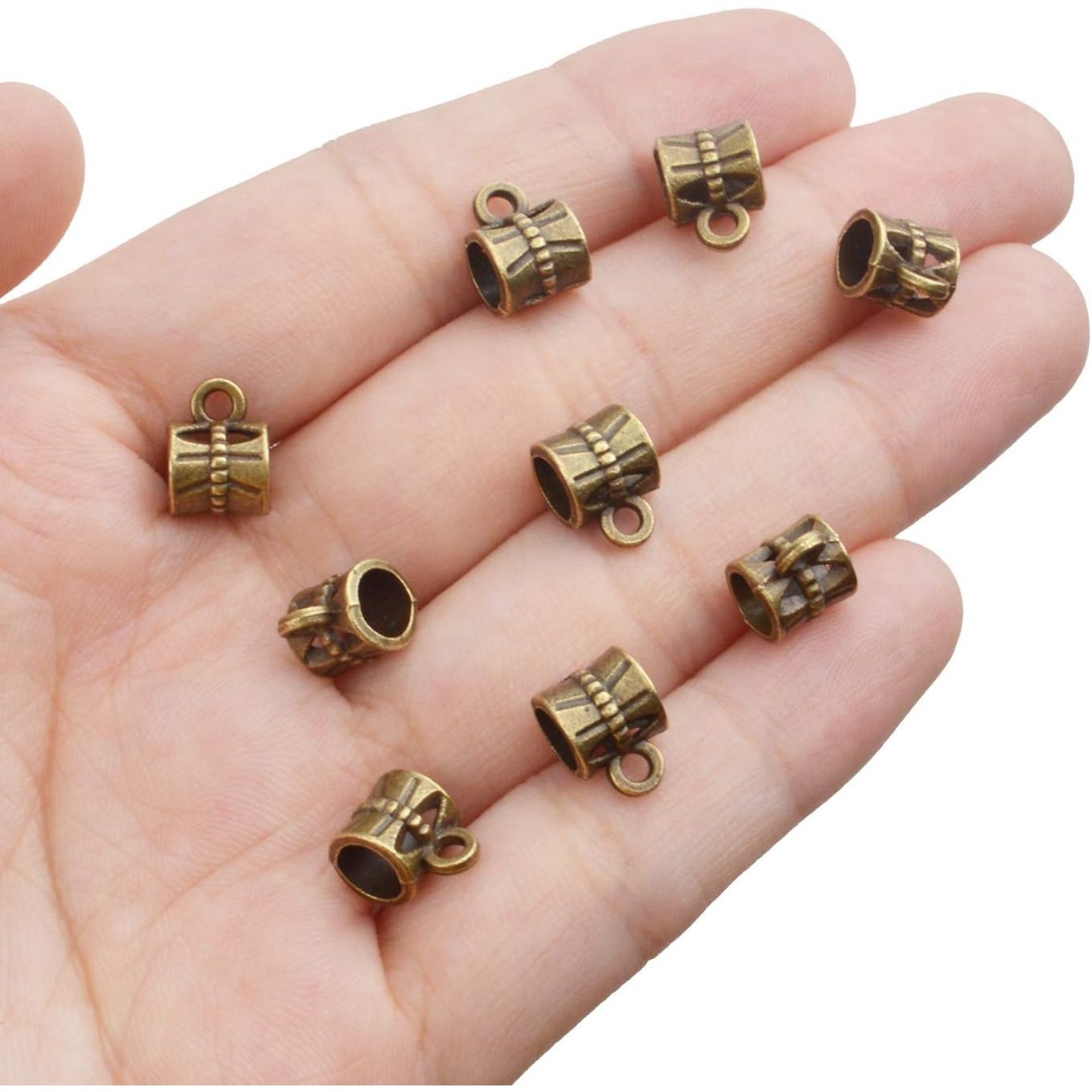 100cs Antique Brown Bail Beads Bracelets Charms Dangle Connectors Tibetan Spacer Beads for Jewelry Making Crafts DIY