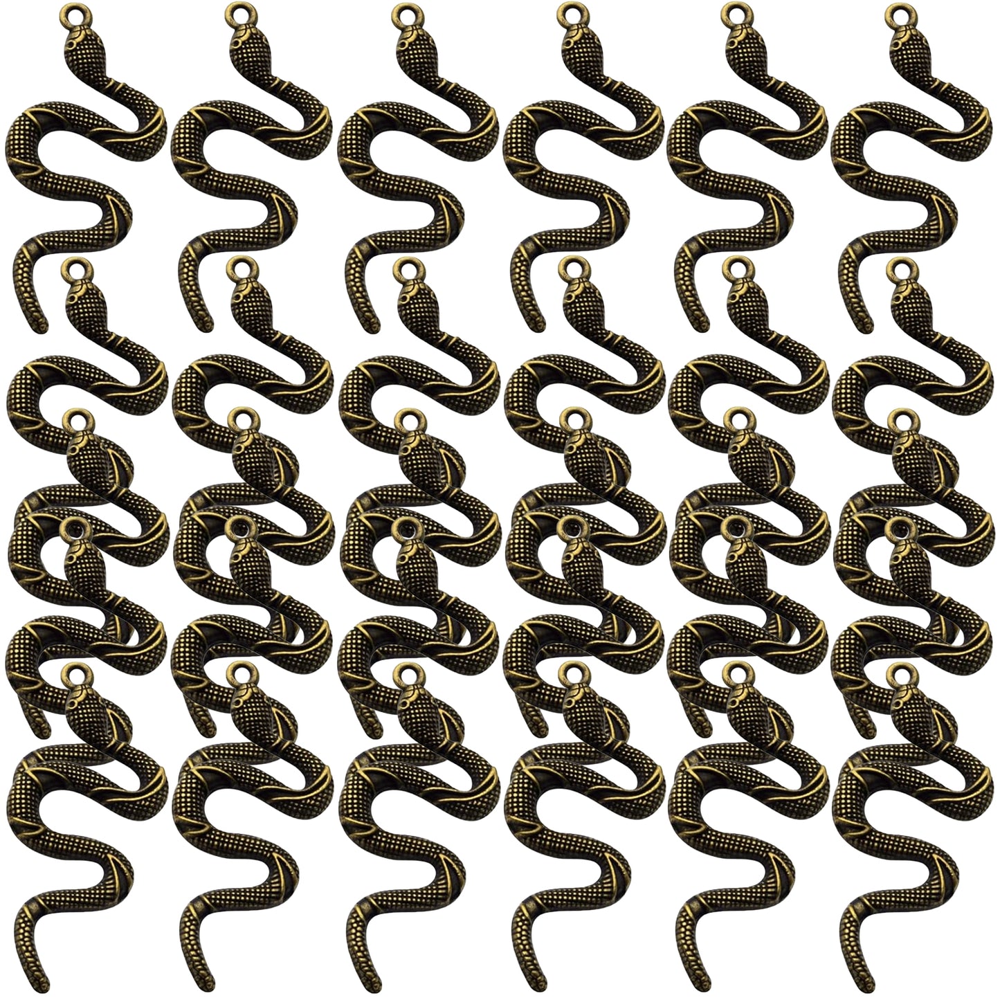 30pcs 5 Colors Snake Charms Pendants Alloy Mixed Styles Snake Serpent Charms Craft Supplies for Halloween DIY Bracelets Necklaces Earrings Jewelry Making