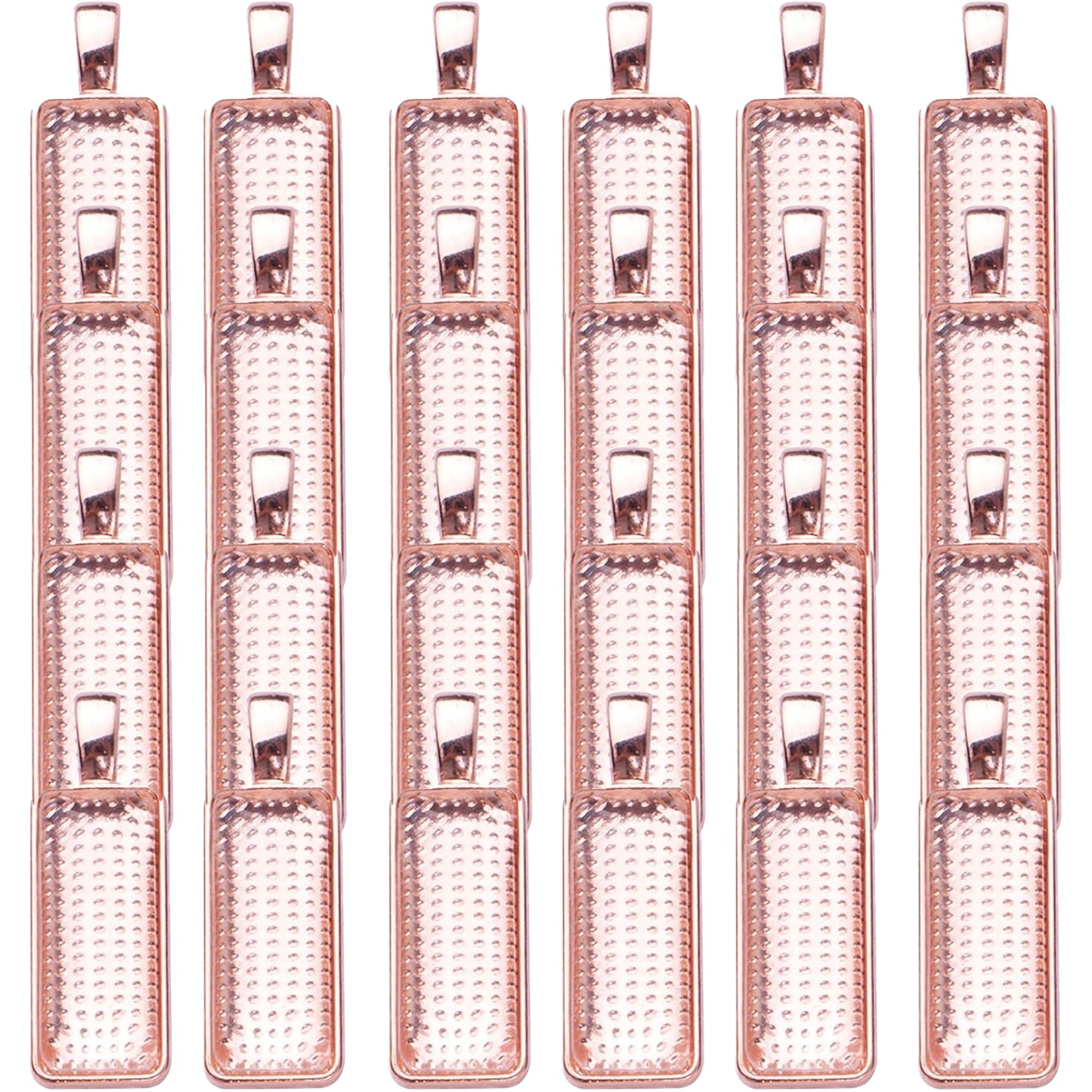 48pcs Pendant Trays Cabochons Set, 24pcs Rectangle Bezel Pendant Trays and 24pcs Glass Dome Cabochon Tiles for Jewelry Crafts Making, 6 Colors