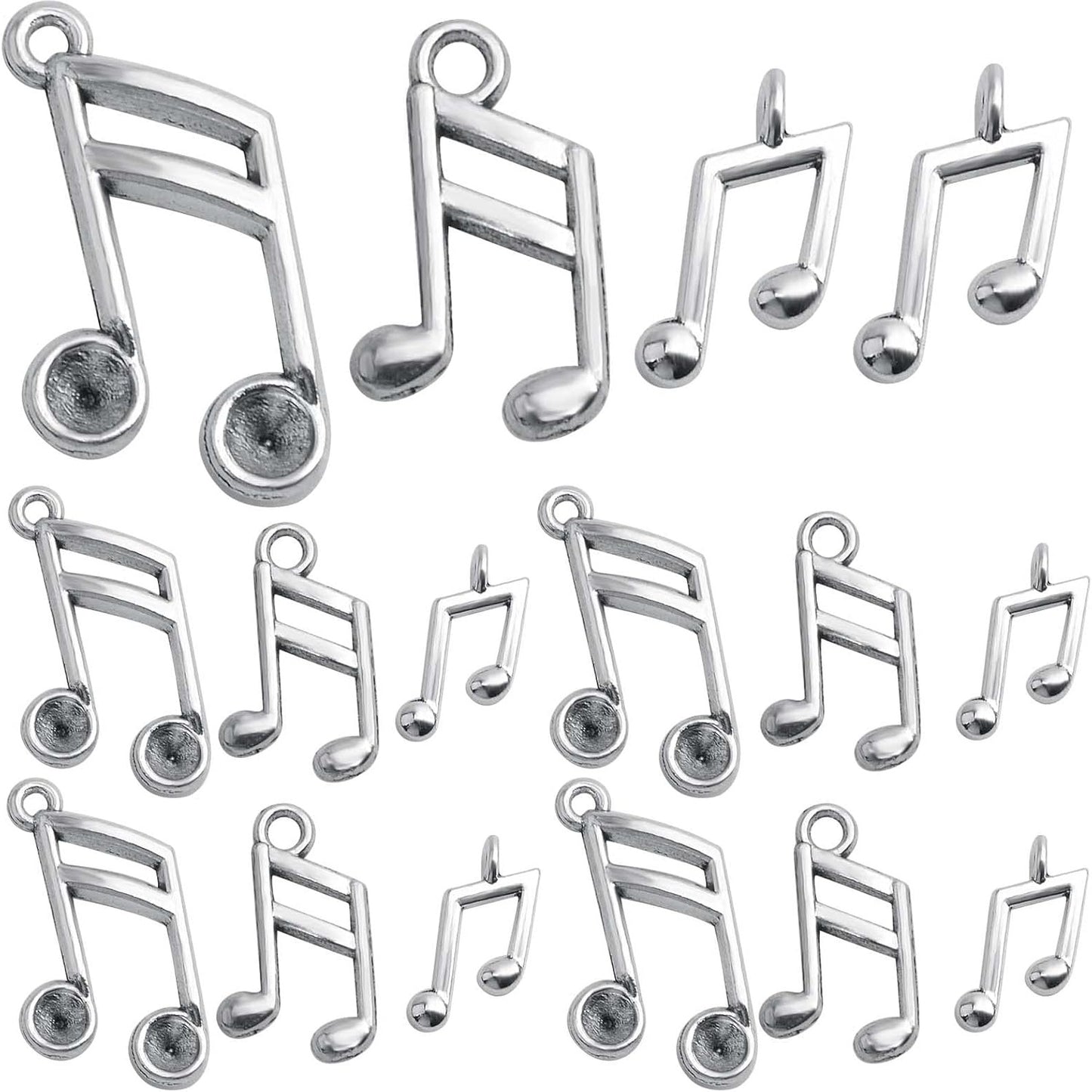 100pcs Antique Silver Musical Note Charms Tibetan Vintage Musical Instrument Notes Symbol Pendant Charms for Music Students Teachers DIY Crafts Jewelry Making, 3 Styles