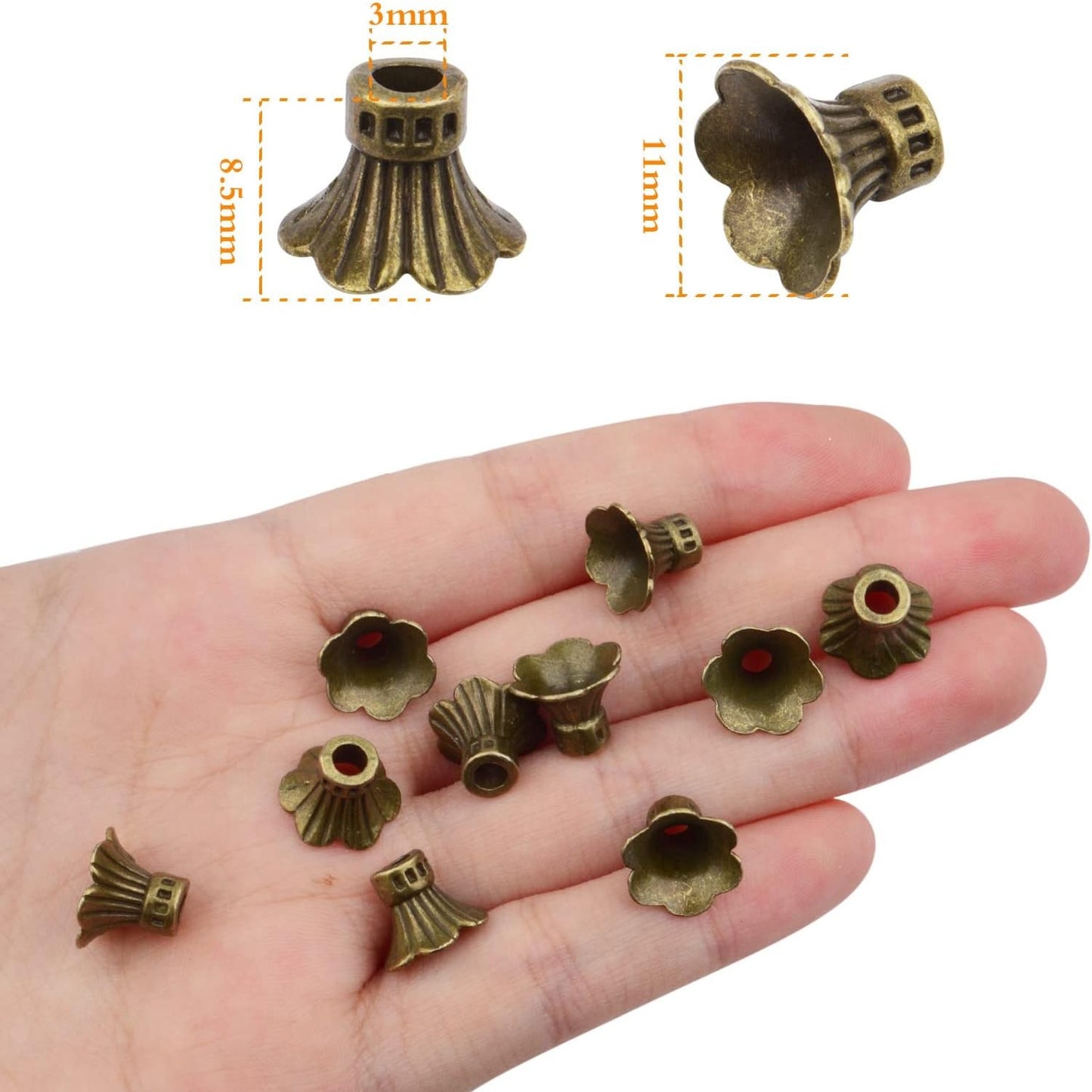 100pcs Flower Bead Caps Tibetan Style Alloy Tassel End Caps Loose Spacer Beads for Jewelry DIY Earrings Bracelet Crafts Making Accessory